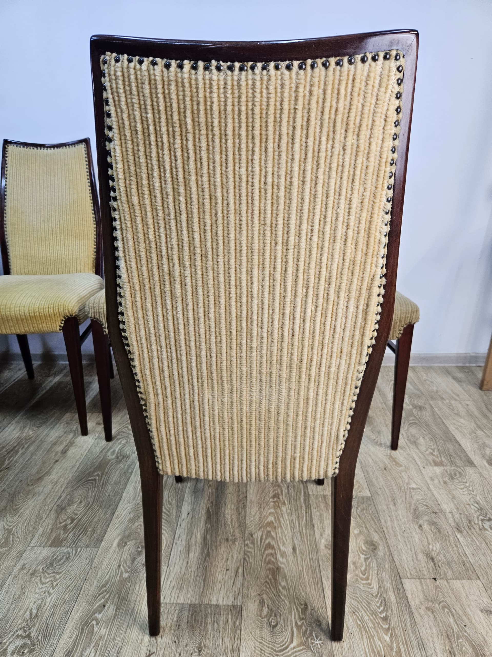 Set of twelve chairs, brown rosewood, beige fabric, Denmark, 1960s. - 364017