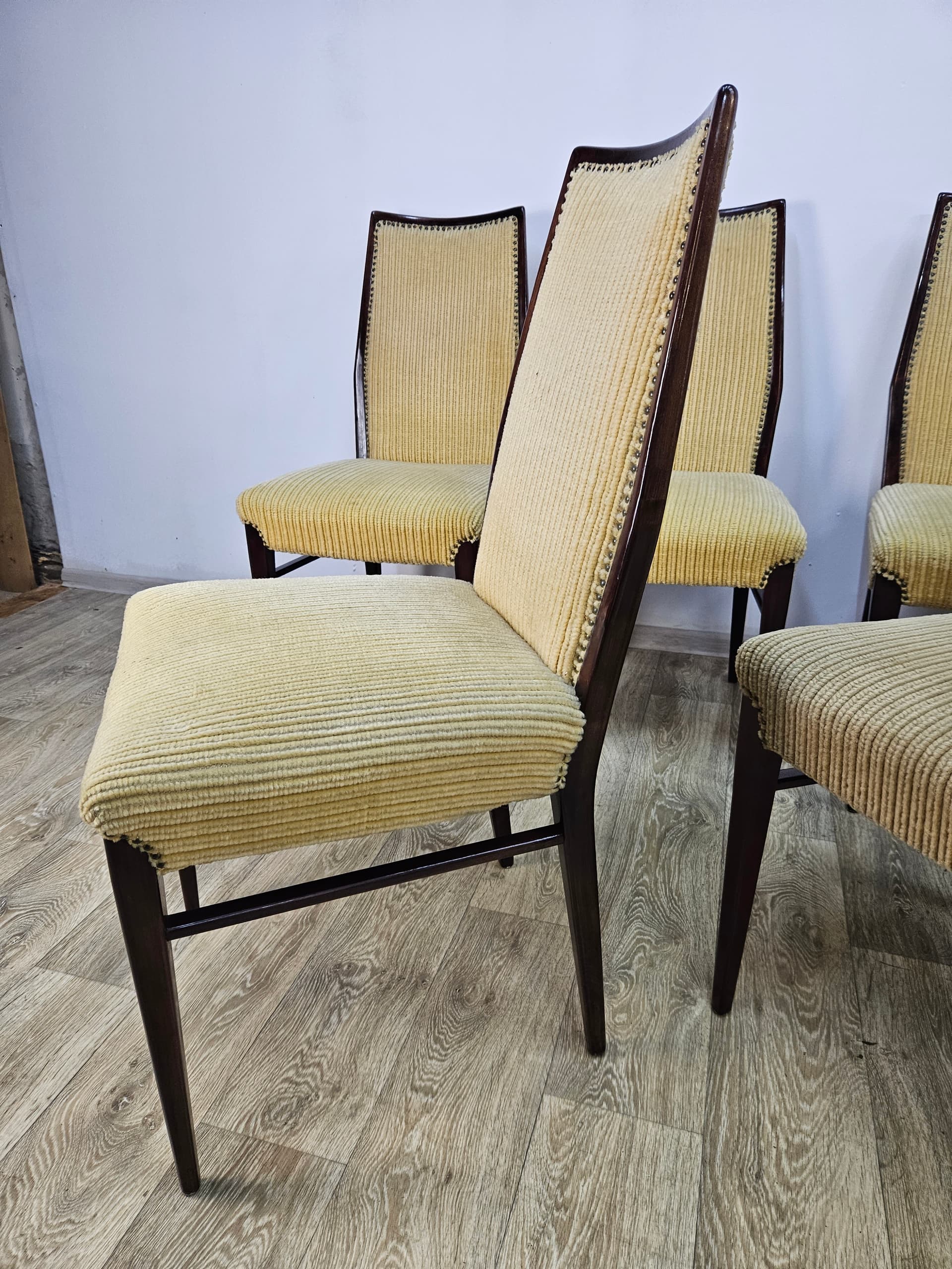 Set of twelve chairs, brown rosewood, beige fabric, Denmark, 1960s. - 364010