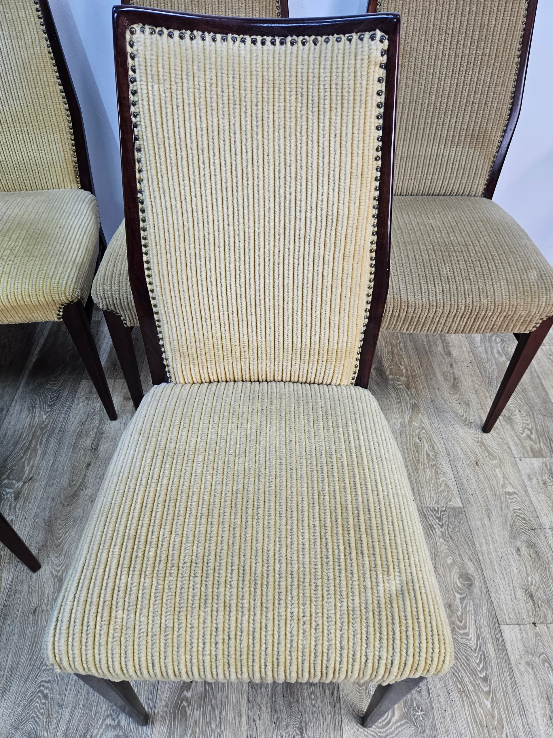 Set of twelve chairs, brown rosewood, beige fabric, Denmark, 1960s. - 364012