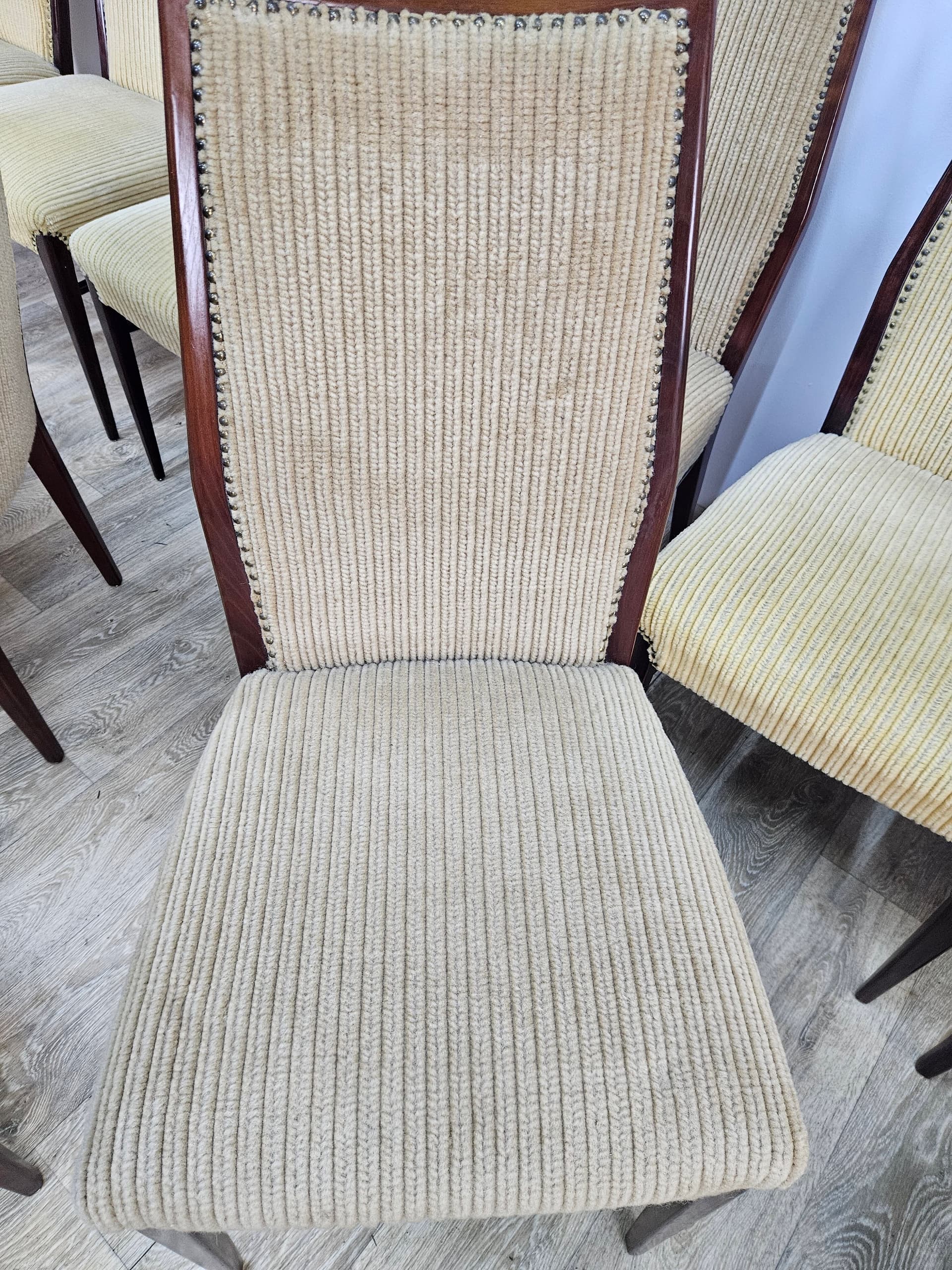 Set of twelve chairs, brown rosewood, beige fabric, Denmark, 1960s. - 364011
