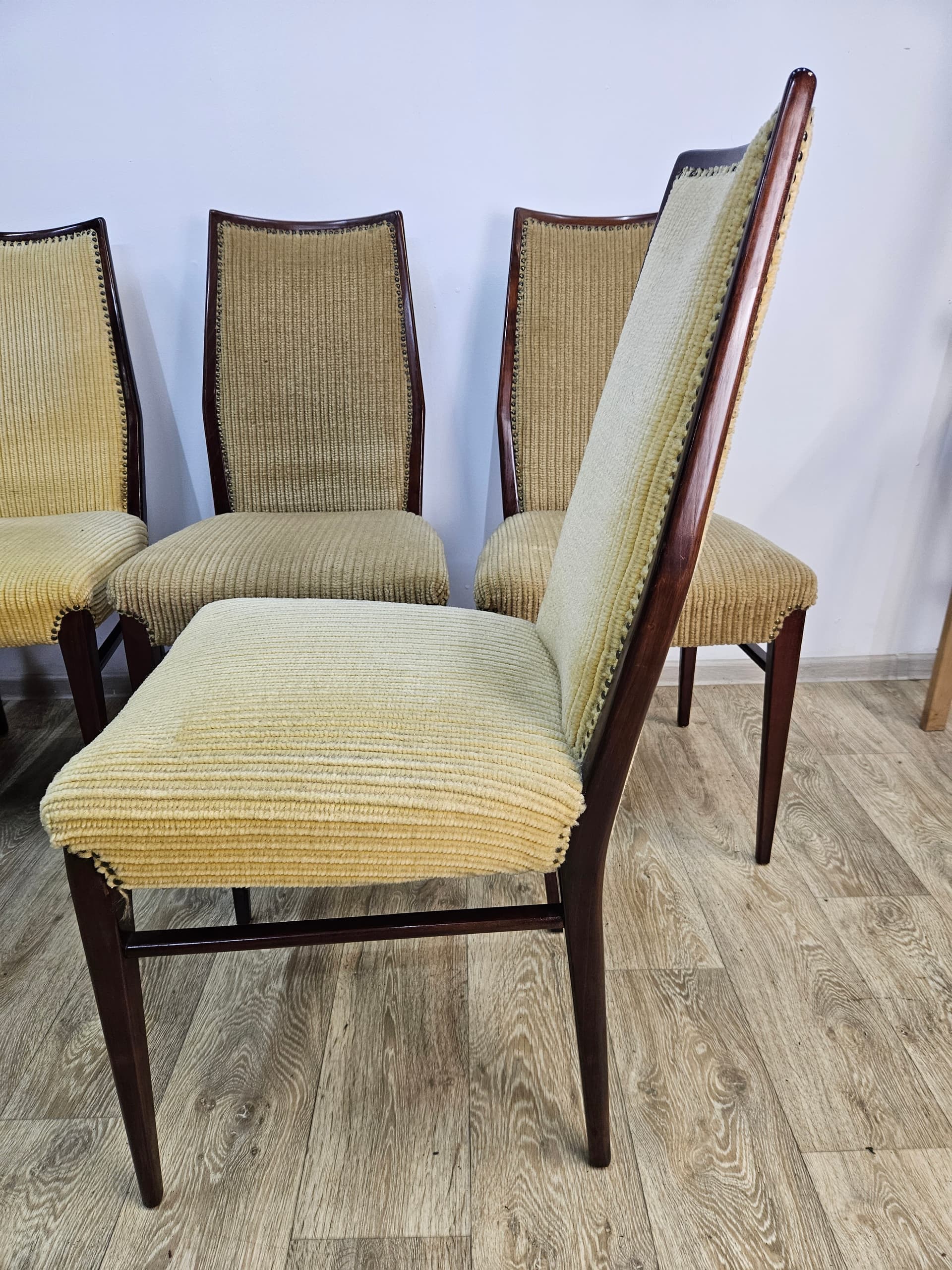 Set of twelve chairs, brown rosewood, beige fabric, Denmark, 1960s. - 364020