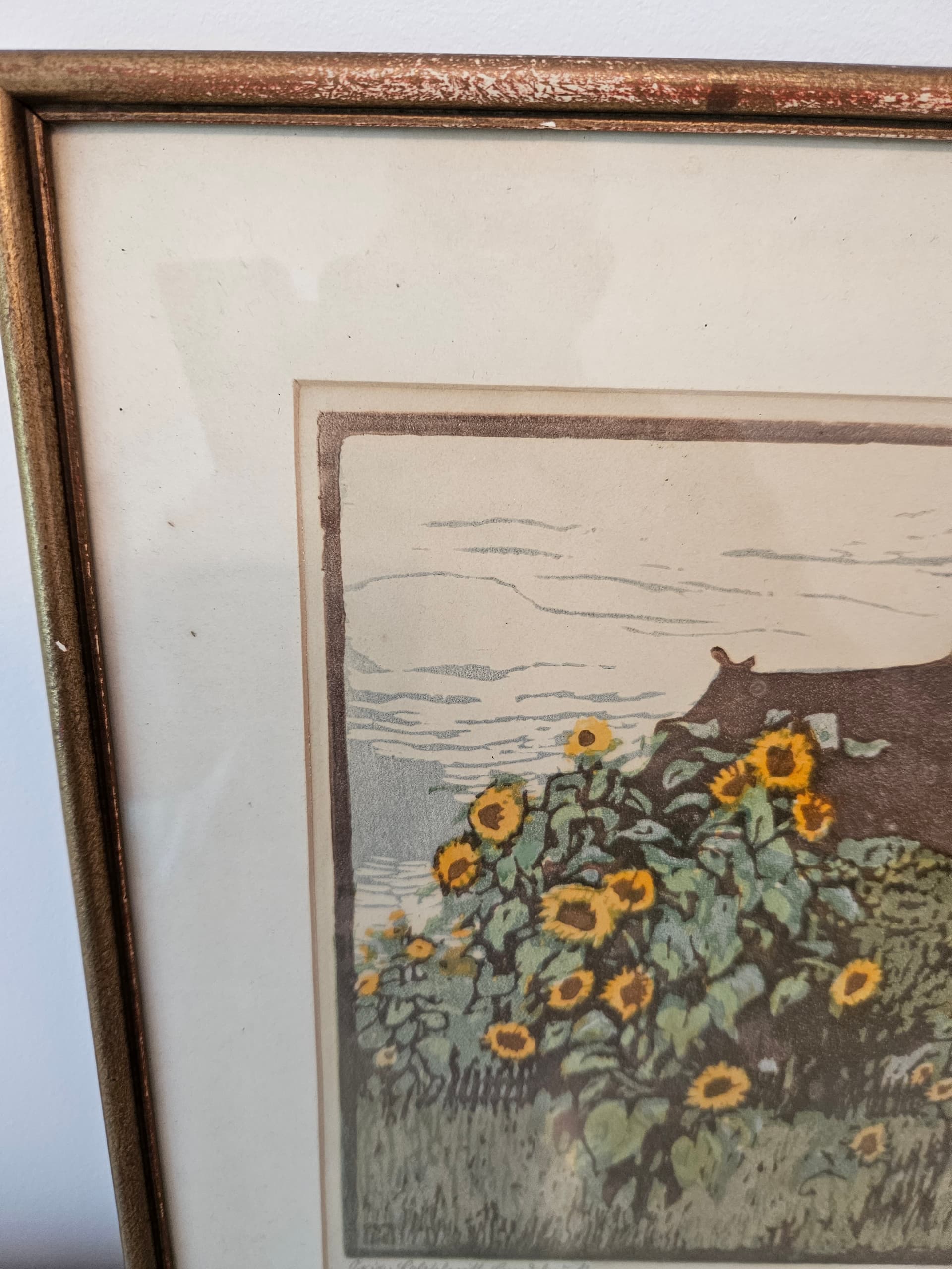 Lithograph, brown green yellow beige grey, paper wood, by H. Majs, United Kingdom, 1940s. - 364022