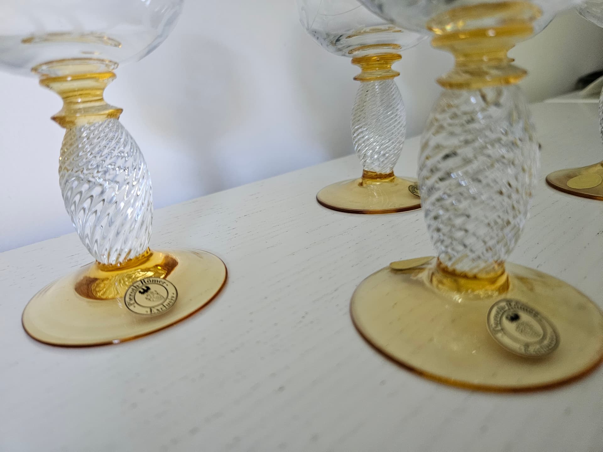 Set of six wine glasses Pieroth Römer Exclusiv, clear gold, crystal, Theresienthal, Germany, 1970s. - 364069