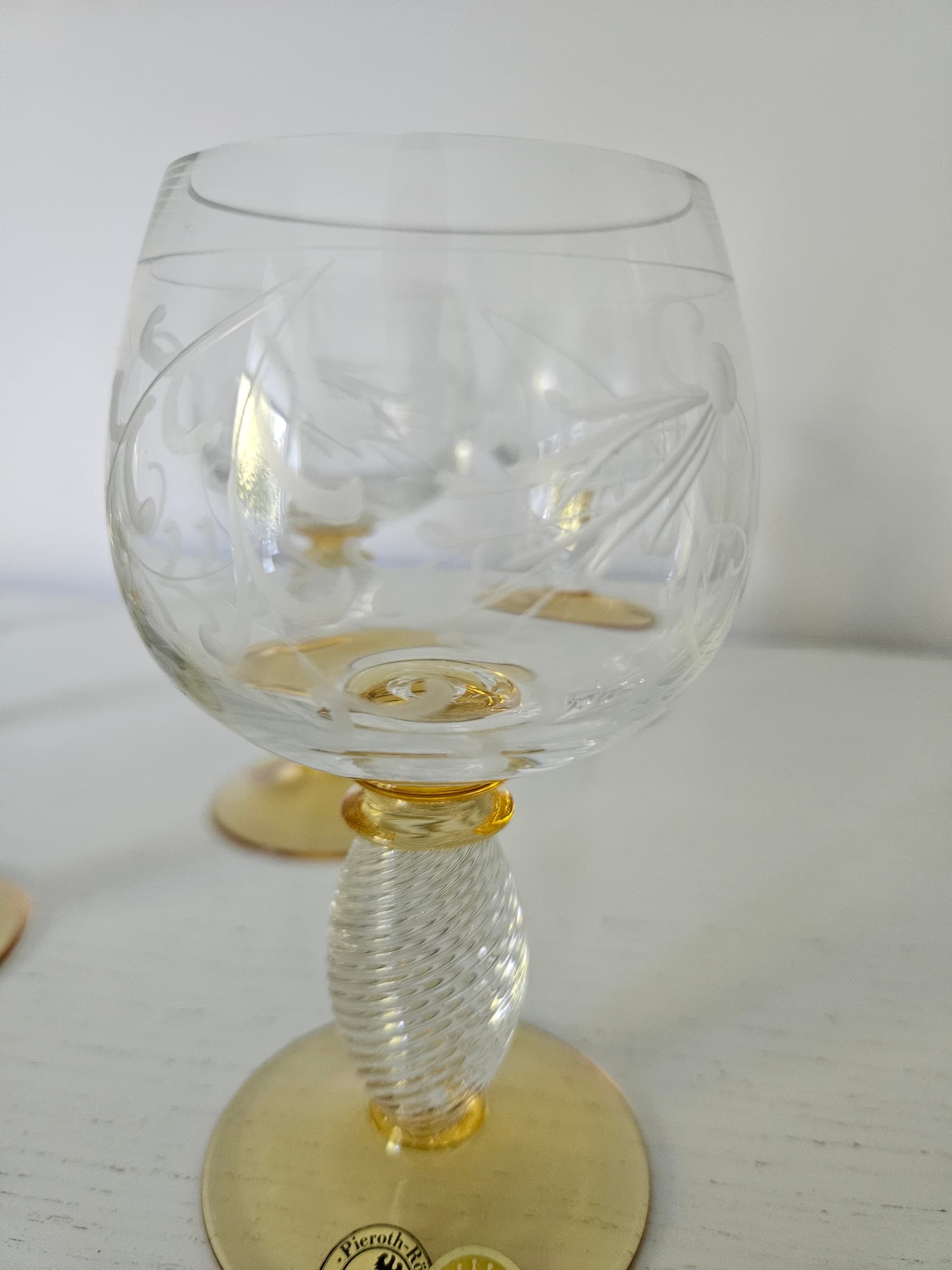 Set of six wine glasses Pieroth Römer Exclusiv, clear gold, crystal, Theresienthal, Germany, 1970s. - 364065