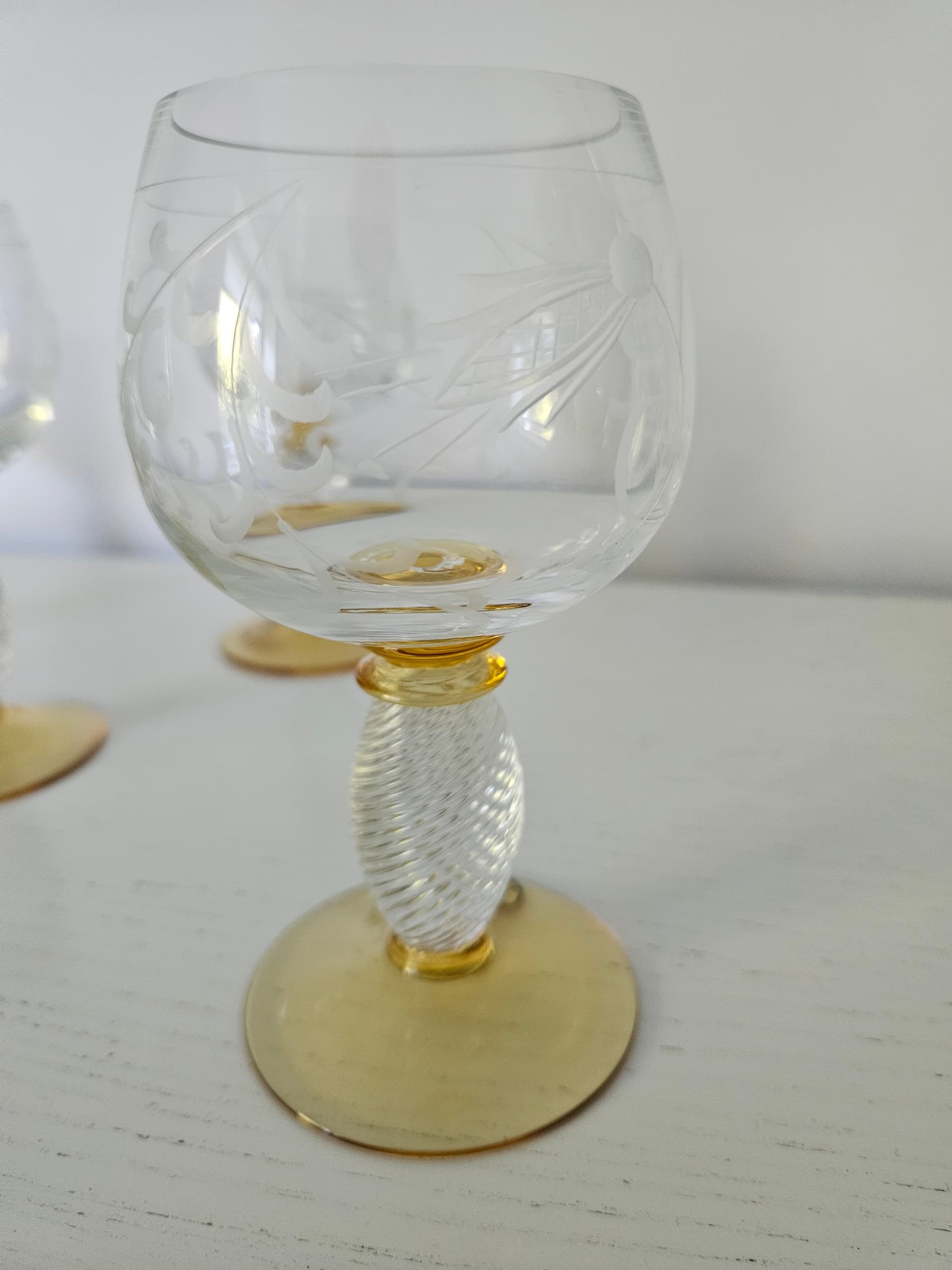 Set of six wine glasses Pieroth Römer Exclusiv, clear gold, crystal, Theresienthal, Germany, 1970s. - 364067