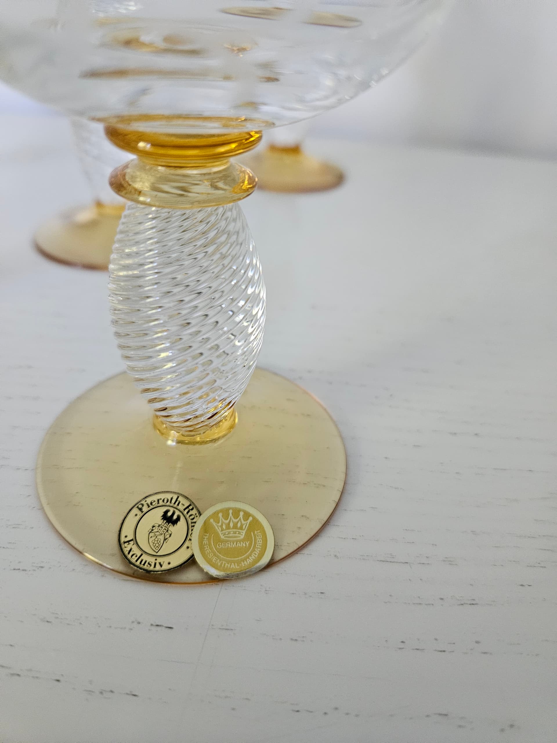 Set of six wine glasses Pieroth Römer Exclusiv, clear gold, crystal, Theresienthal, Germany, 1970s. - 364071