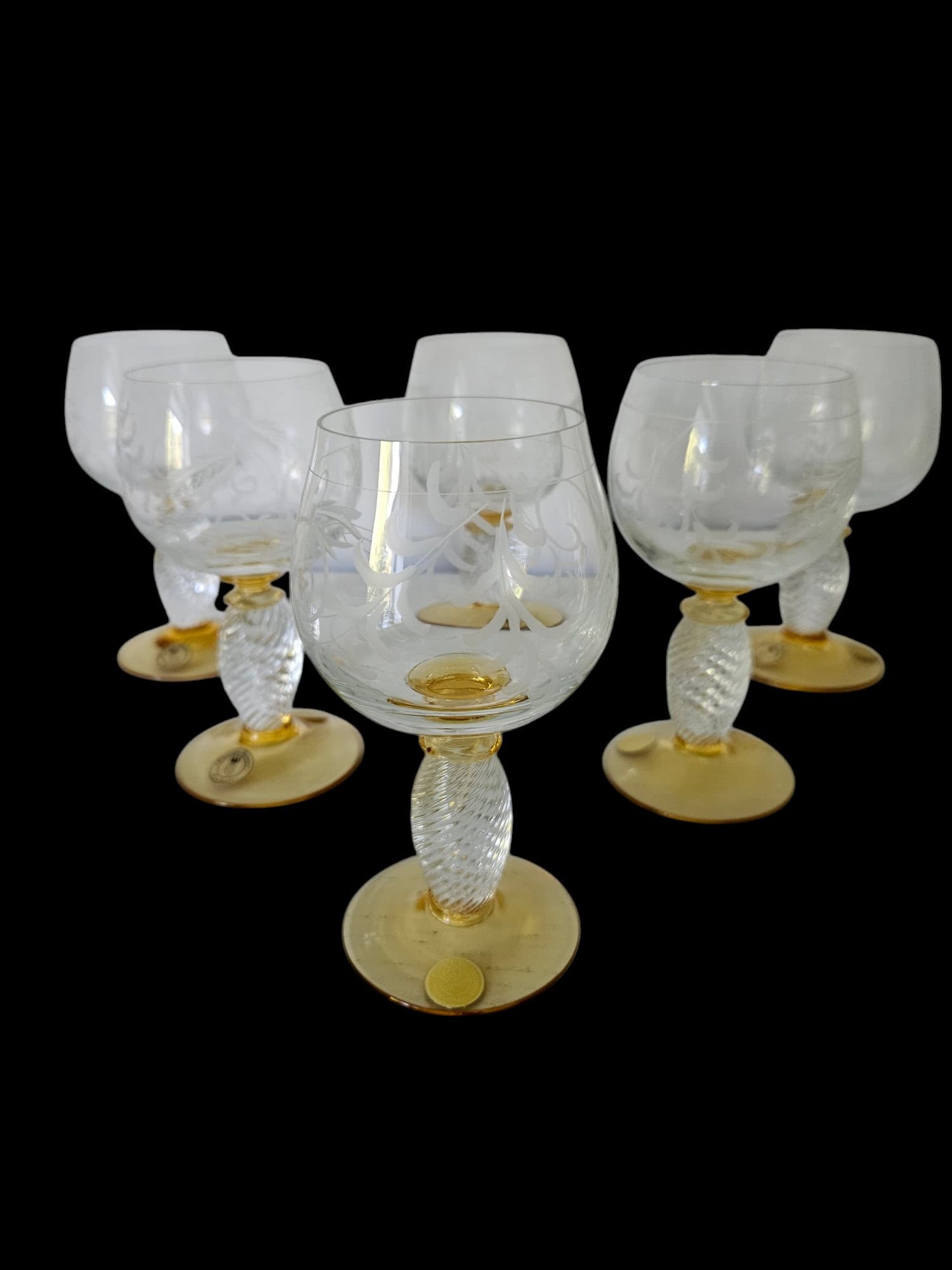 Set of six wine glasses Pieroth Römer Exclusiv, clear gold, crystal, Theresienthal, Germany, 1970s. - 364064