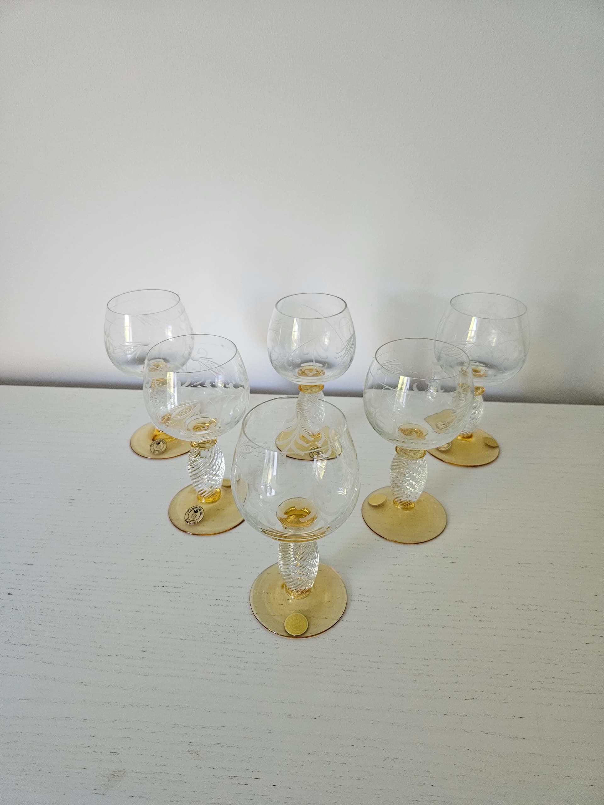 Set of six wine glasses Pieroth Römer Exclusiv, clear gold, crystal, Theresienthal, Germany, 1970s. - 364074