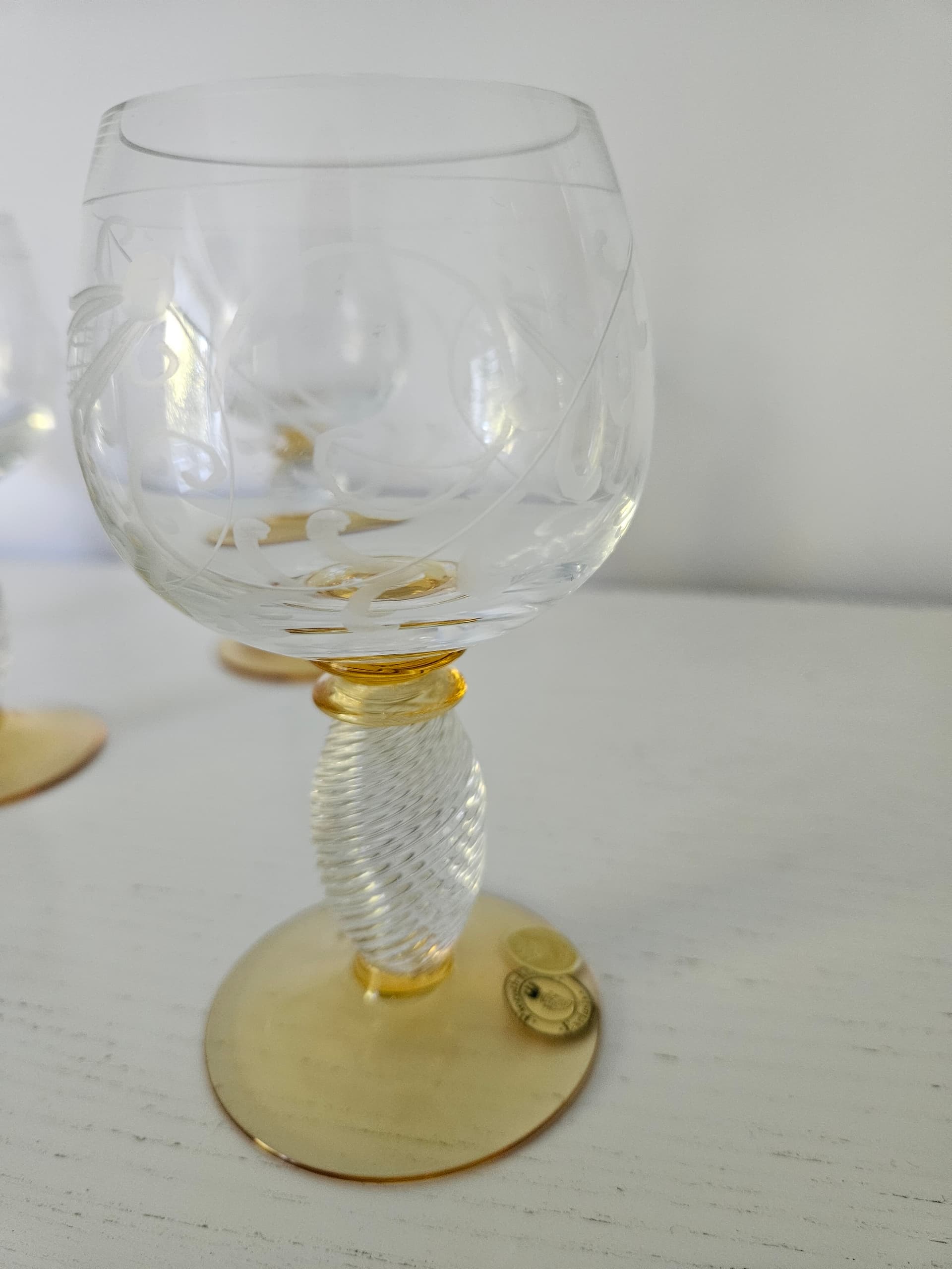 Set of six wine glasses Pieroth Römer Exclusiv, clear gold, crystal, Theresienthal, Germany, 1970s. - 364068