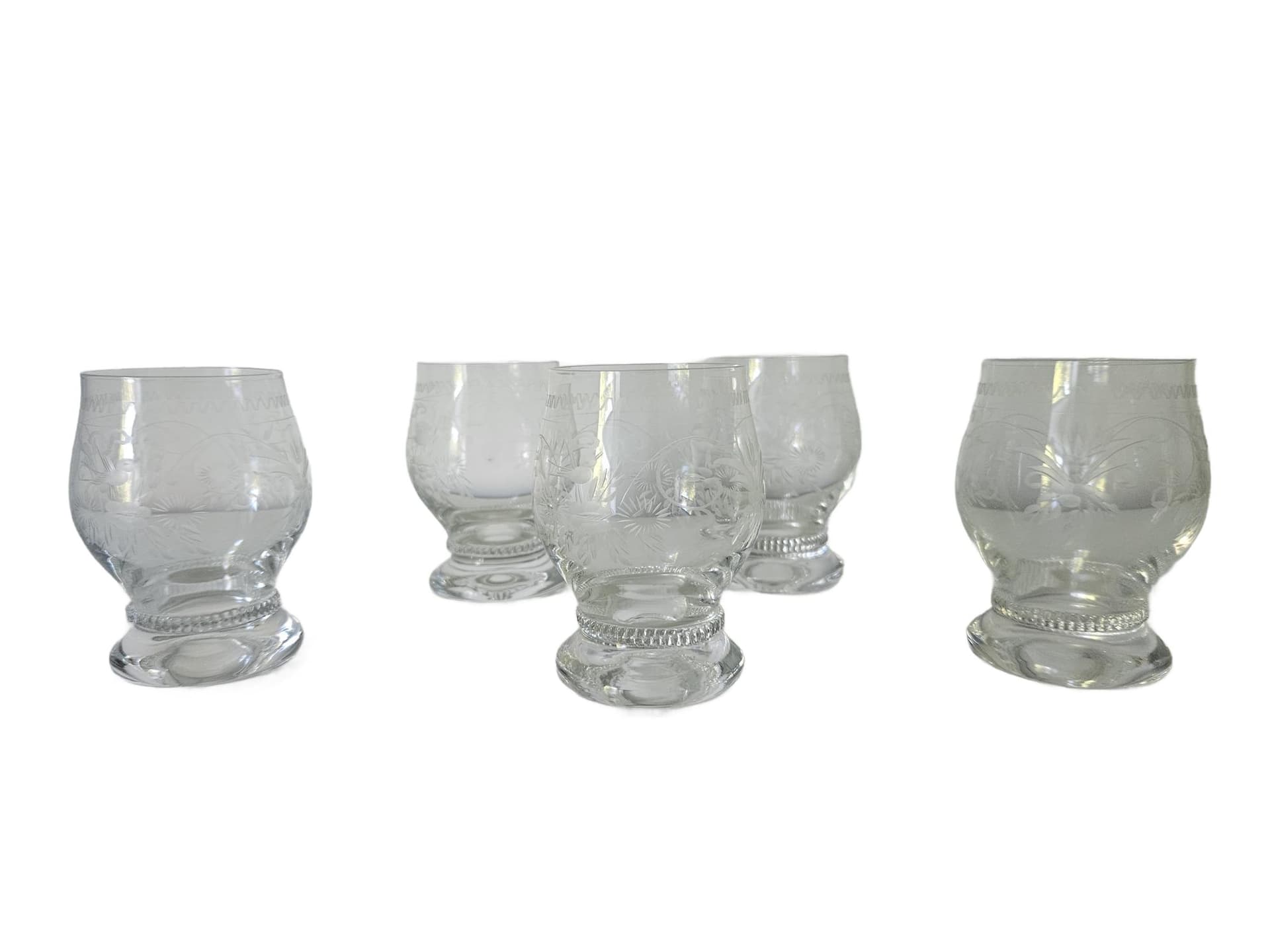 Set of five glasses Theresienthal, clear crystal, Germany, 1970s.