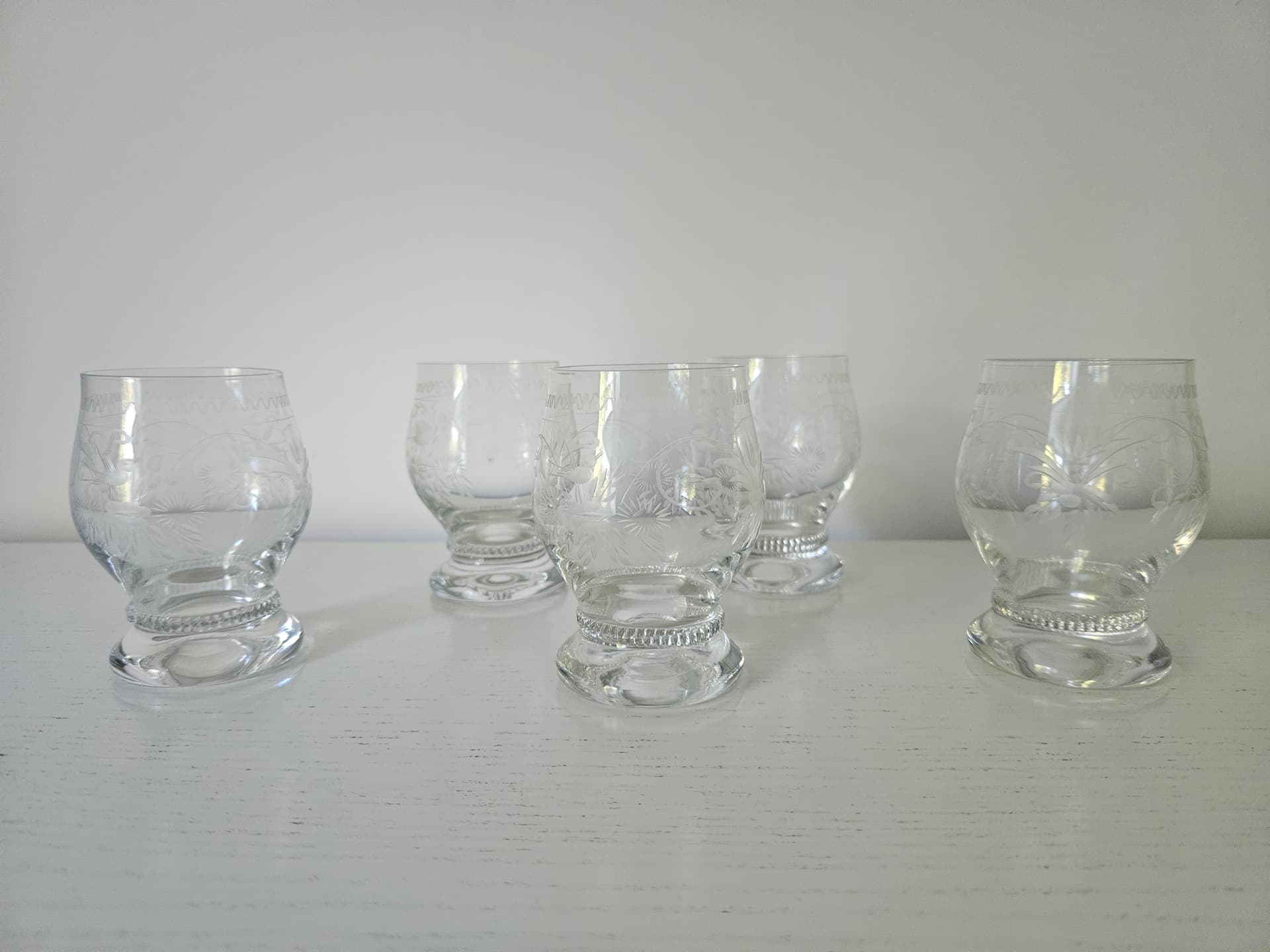 Set of five glasses Theresienthal, clear crystal, Germany, 1970s. - 364077