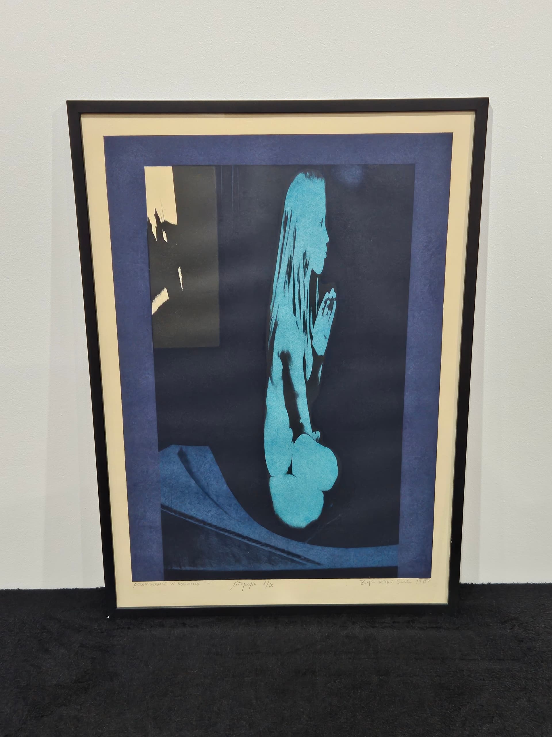 Lithograph Oczekiwanie w błękicie, 70.5x50 cm, blue, by Z. Kopel-Szulc, Poland, 1970s. - 364108
