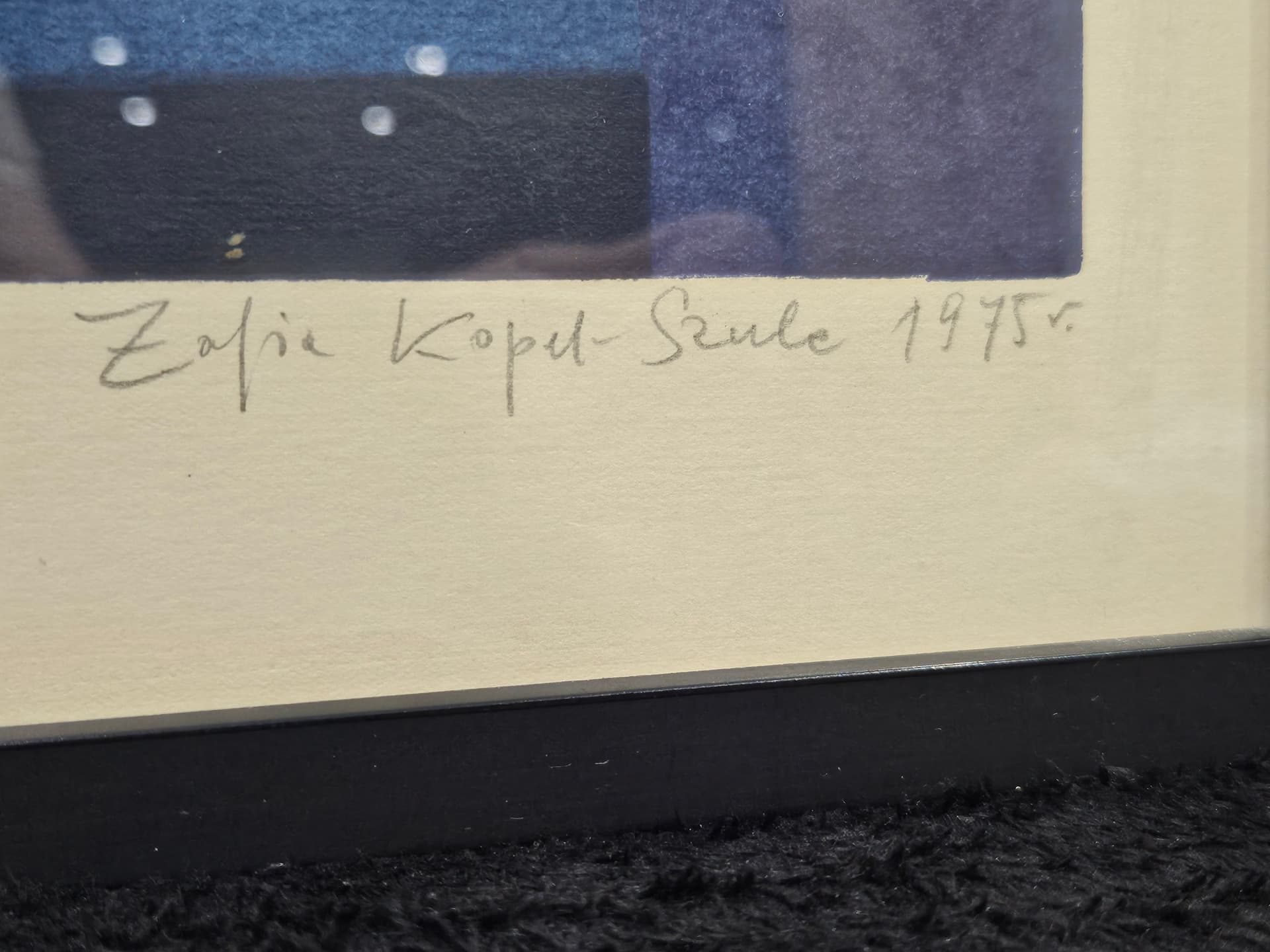 Lithograph Oczekiwanie w błękicie, 70.5x50 cm, blue, by Z. Kopel-Szulc, Poland, 1970s. - 364104