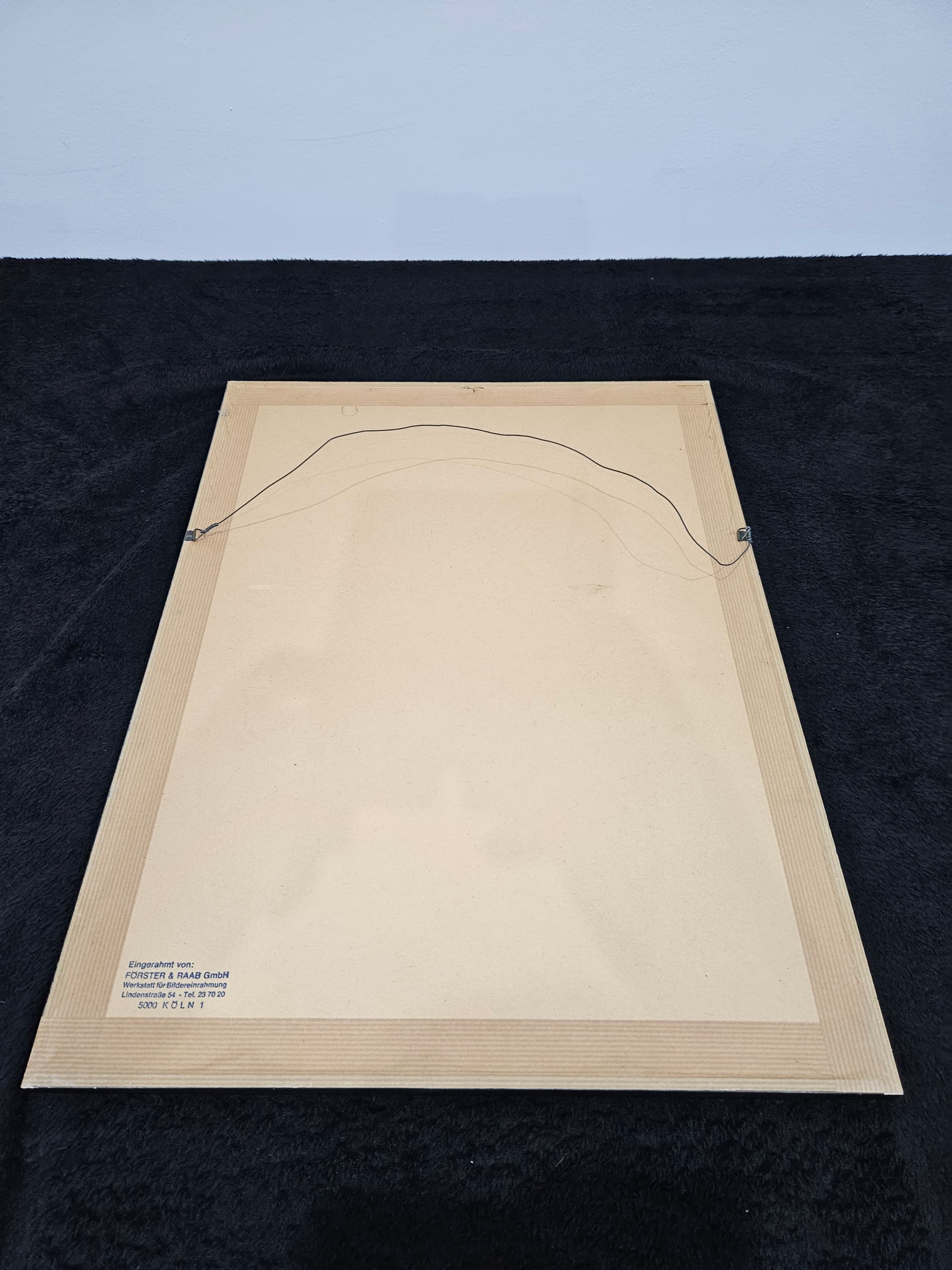 Etching Wędrowiec III, 53.5x40 cm, black grey brown white blue green yellow beige paper, by K. Wieczorek, Poland, 1970s. - 364120