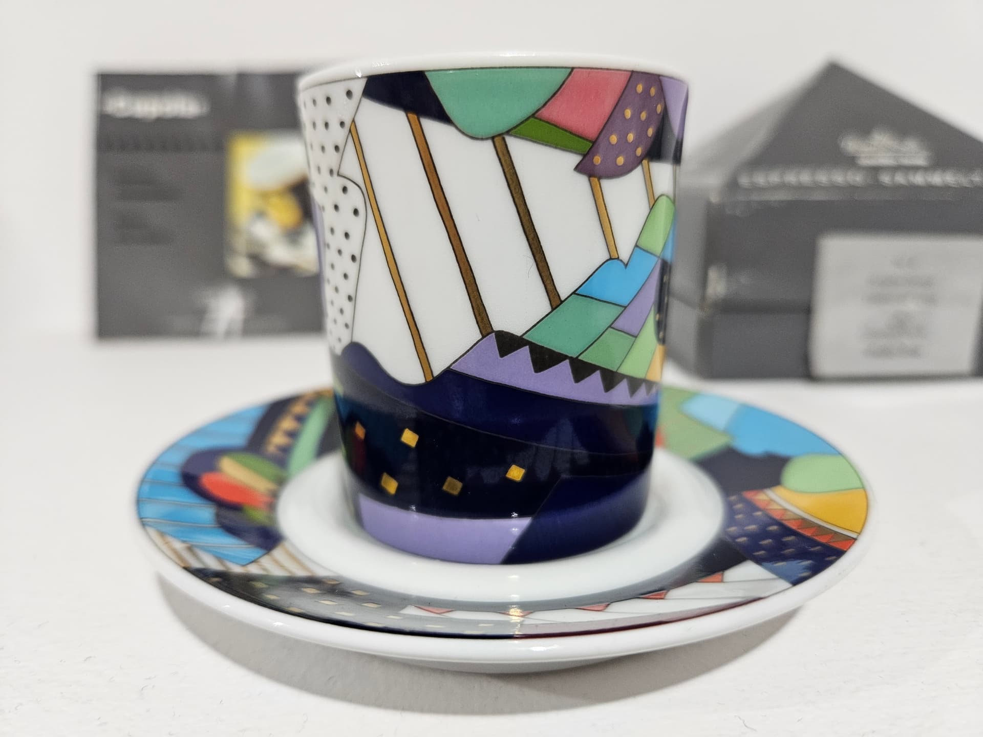 Espresso cup Cupola No. 4, multicolored porcelain, by M. Bellini, Rosenthal, Germany, 1990s. - 364133