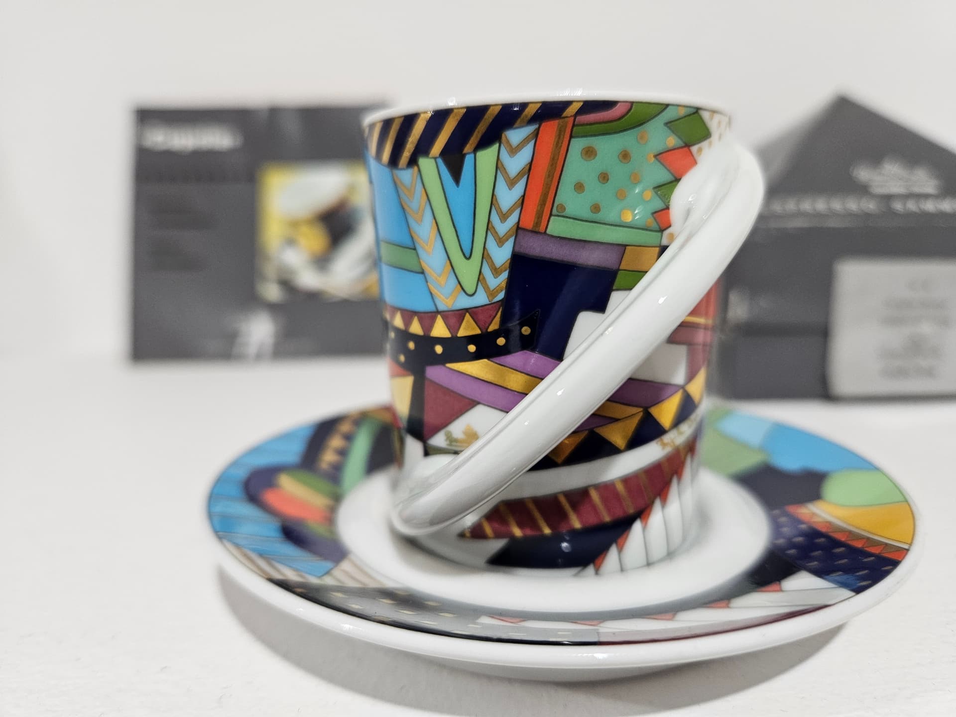 Espresso cup Cupola No. 4, multicolored porcelain, by M. Bellini, Rosenthal, Germany, 1990s. - 364135