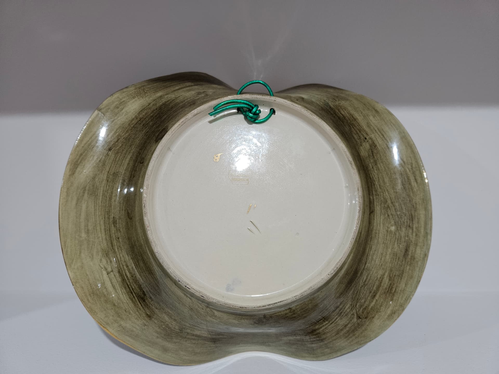 Centerpiece, H. Bequet Quaregnon, blue green yellow white black gold ceramic, Belgium, 1950s - 364152