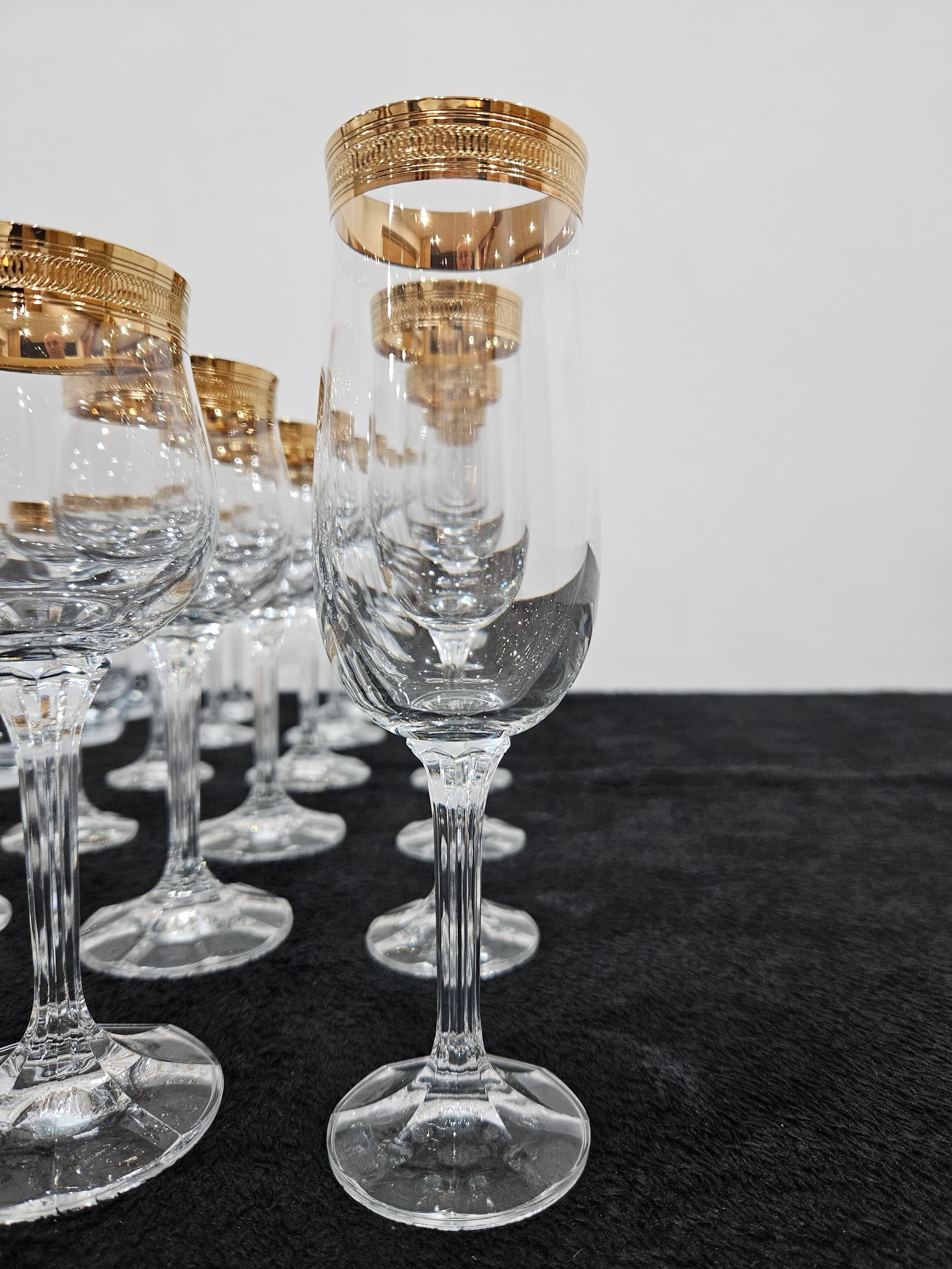 Set of twenty-four glasses and tumblers Bohemia Gold, clear crystal, gold, Bohemia, Czechia, 1970s. - 364173