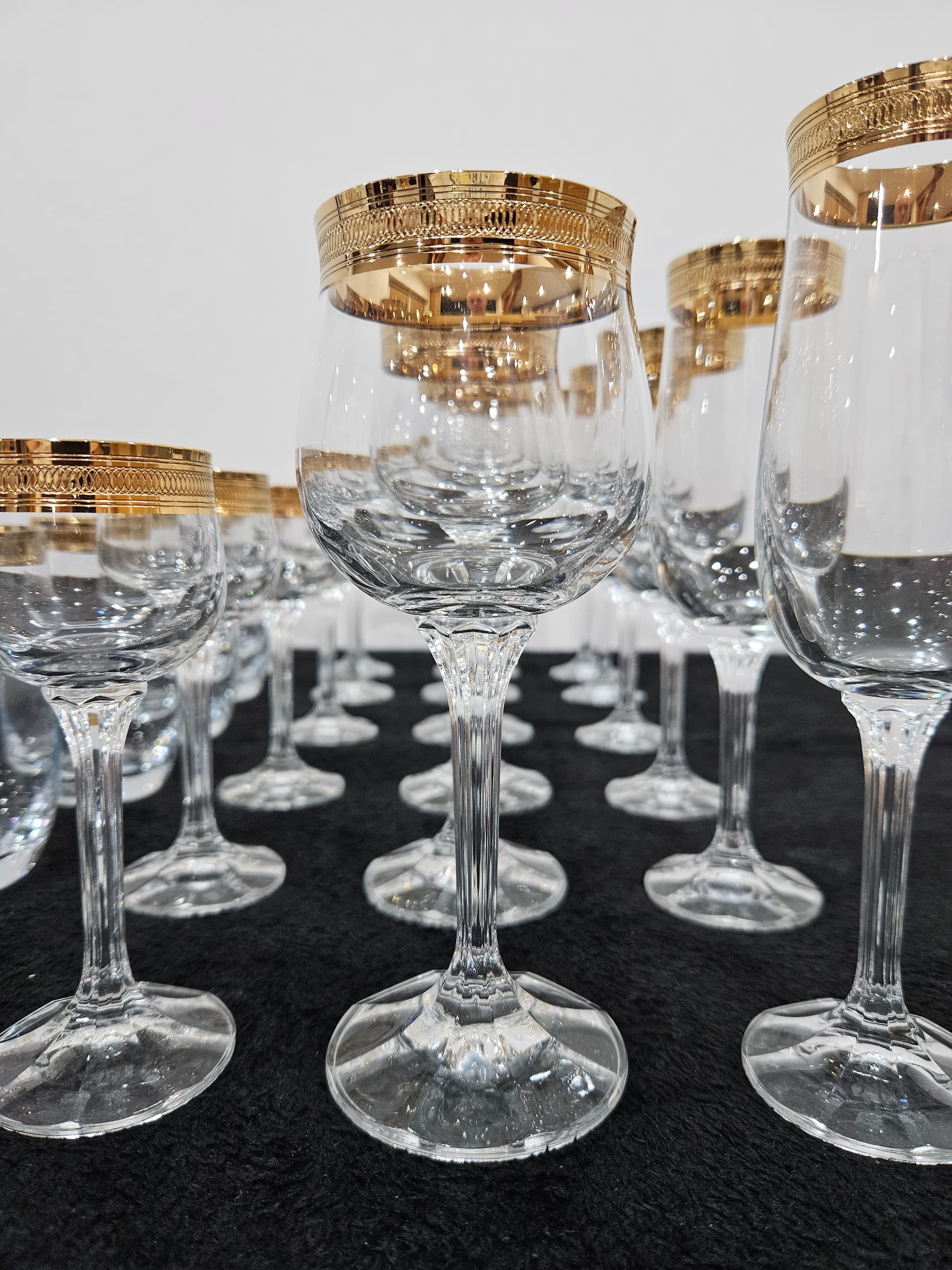 Set of twenty-four glasses and tumblers Bohemia Gold, clear crystal, gold, Bohemia, Czechia, 1970s. - 364169