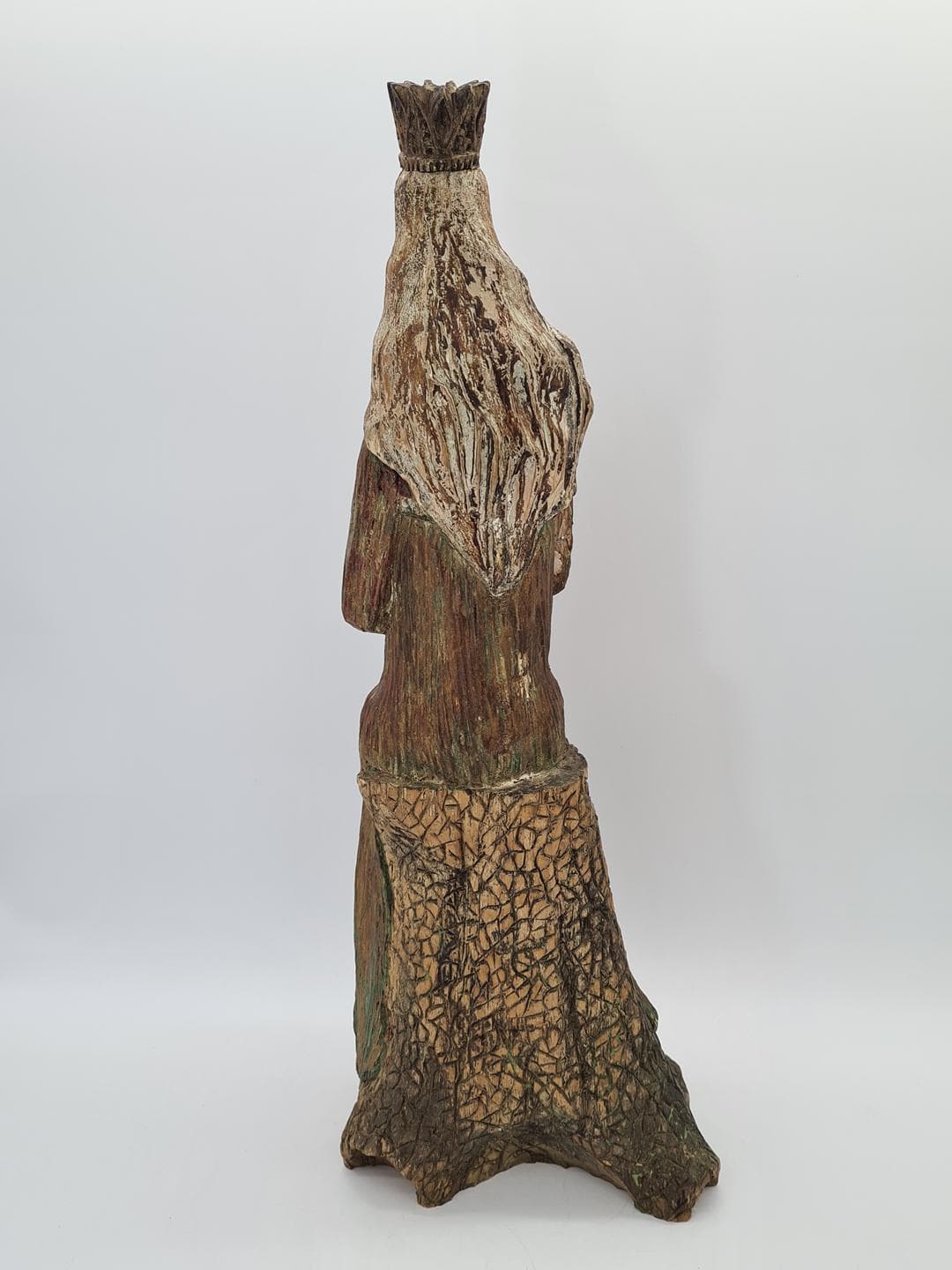 Sculpture Madonna and Child, brown polychrome, brown linden wood, Poland, 1930s. - 364291