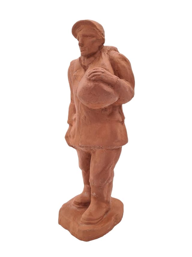 Genre sculpture, orange terracotta, 19th century - DIMENSION