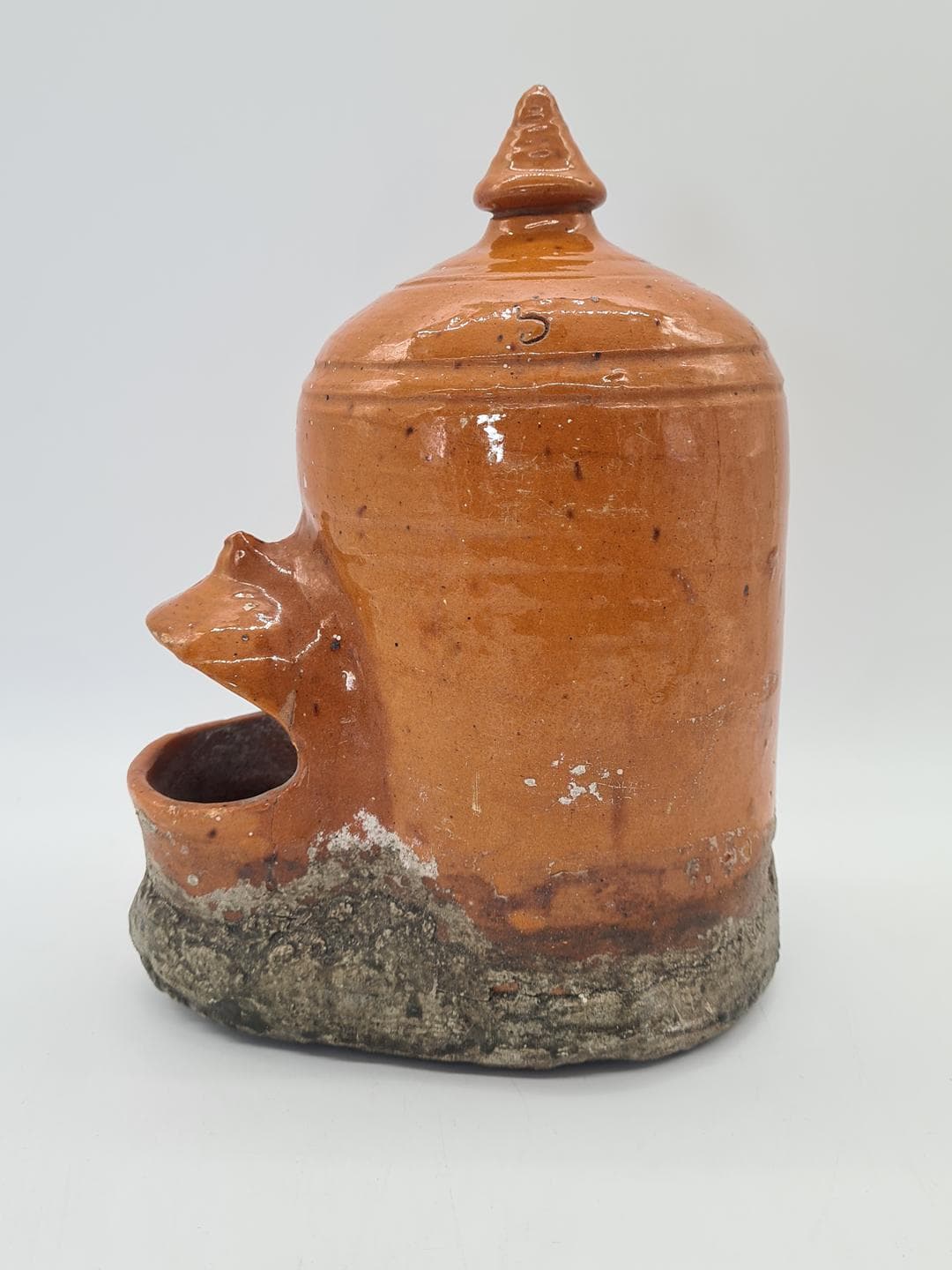Bird feeder, honey brown, ceramic, Central Europe, early 20th century - 364320