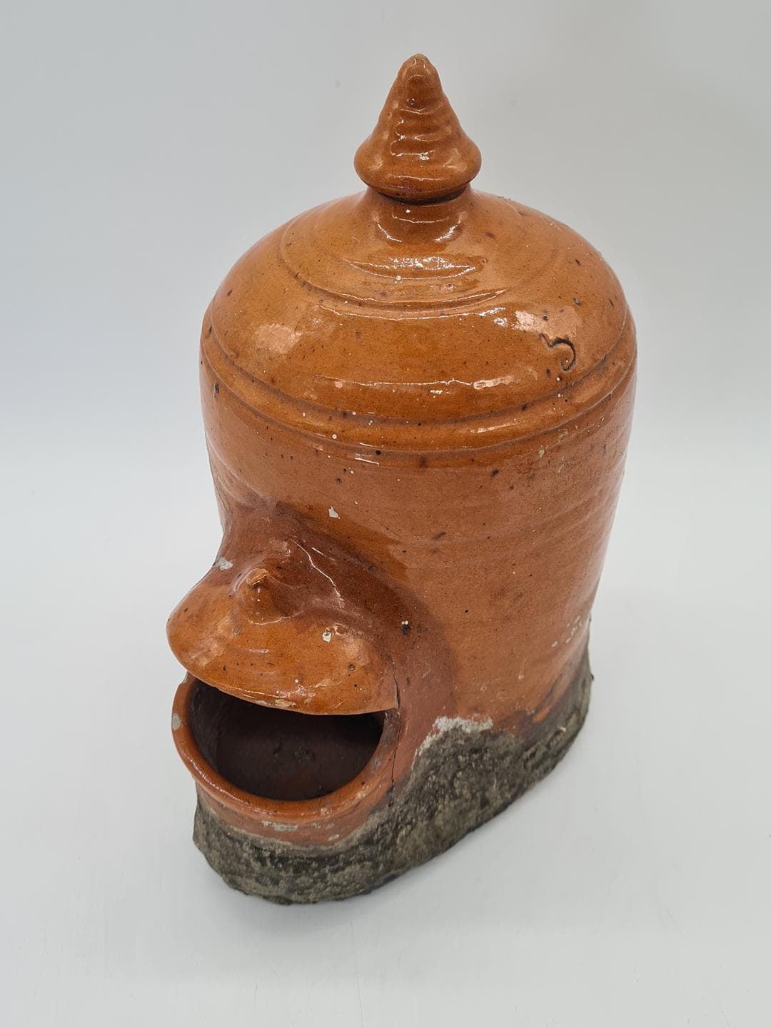 Bird feeder, honey brown, ceramic, Central Europe, early 20th century - 364316