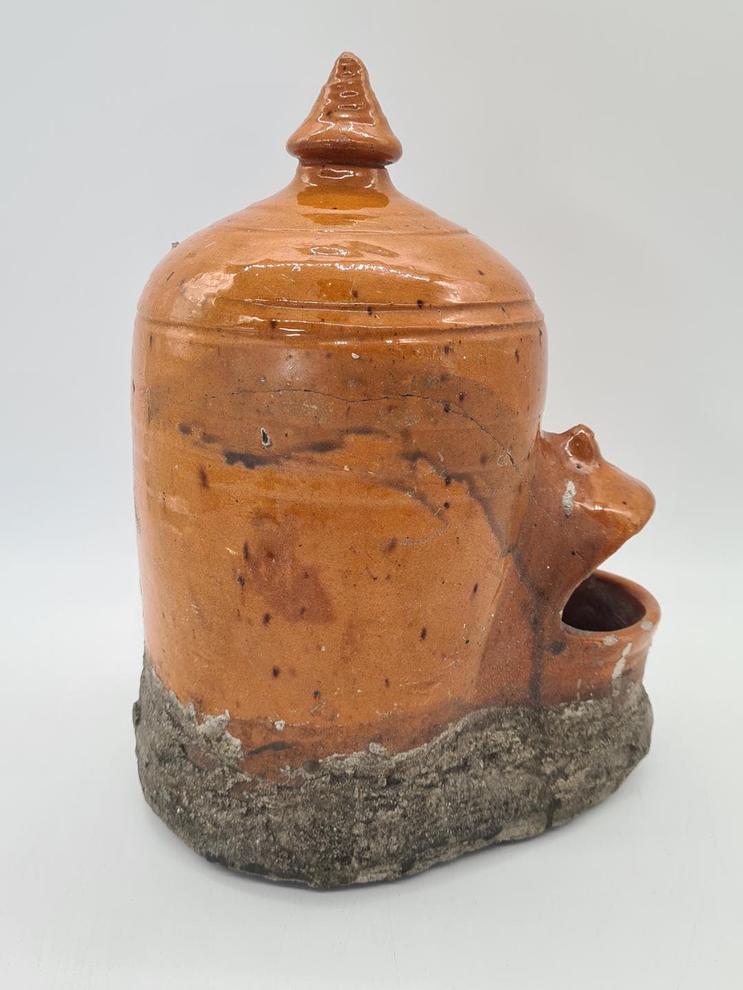 Bird feeder, honey brown, ceramic, Central Europe, early 20th century - 364321