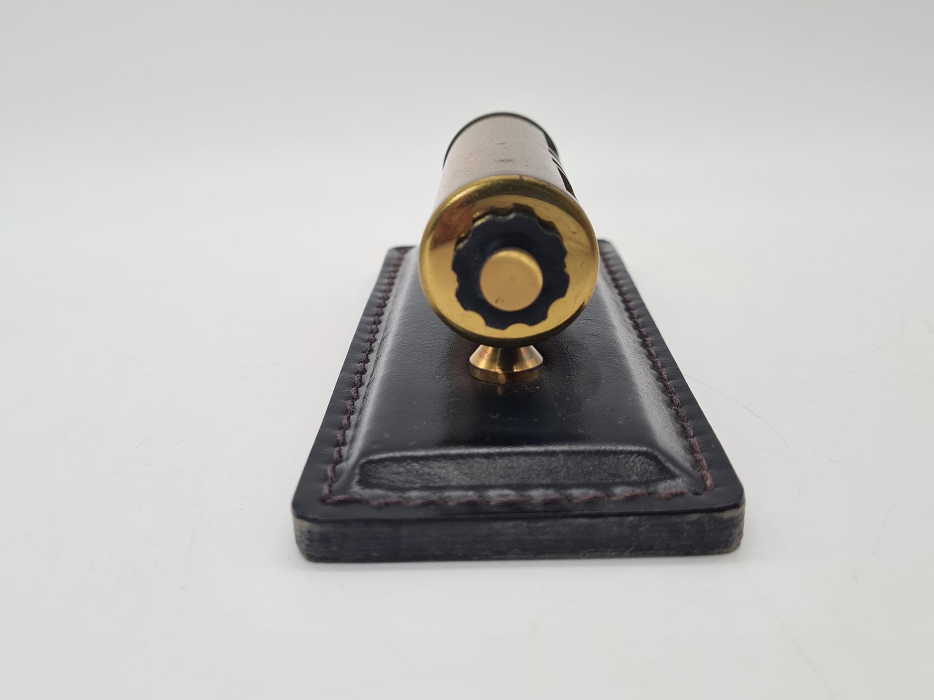 Perpetual Desk Calendar, gold brass, black leather, Netherlands, 1960s. - 364342