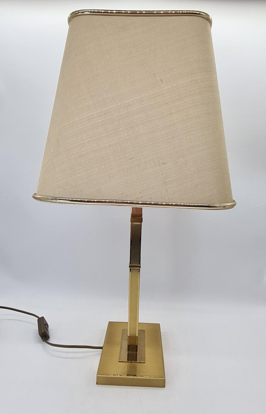 Table lamp, golden brass, beige fabric, Switzerland, 1970s. - 364360