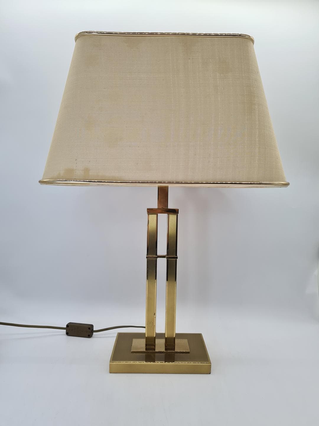 Table lamp, golden brass, beige fabric, Switzerland, 1970s. - 364365