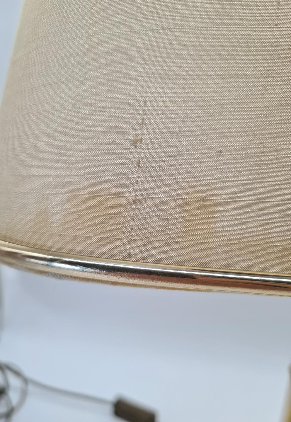 Table lamp, golden brass, beige fabric, Switzerland, 1970s. - 364367