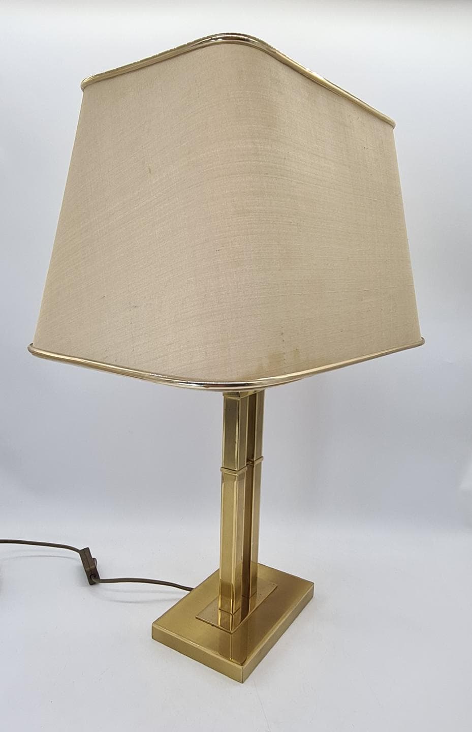 Table lamp, golden brass, beige fabric, Switzerland, 1970s. - 364359