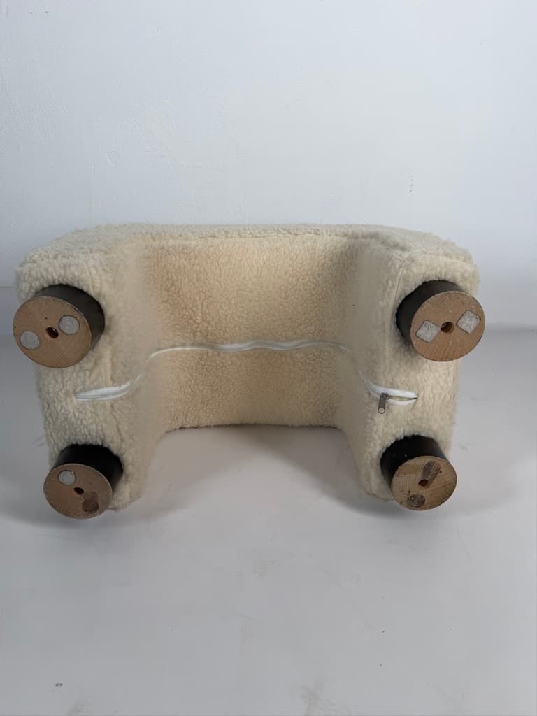 Puf bouclé kremowy, Dania, lata 90. - 364386