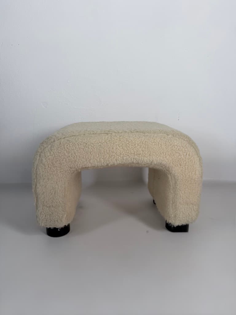 Puf bouclé kremowy, Dania, lata 90. - 364382