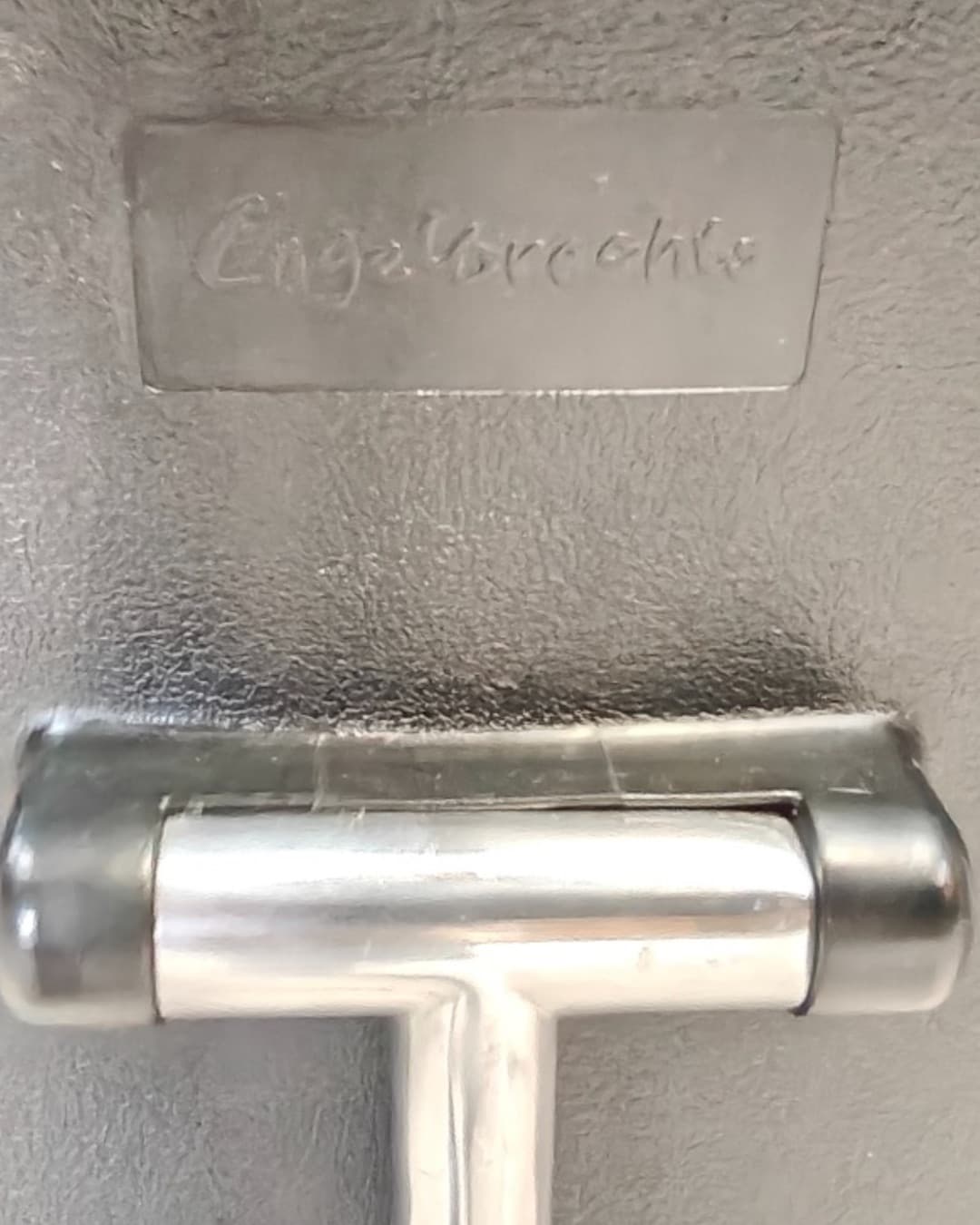 Krzesło biurowe KEVI, tkanina niebieska, aluminium srebrny, proj. J. Rasmussen, Dania, lata 50. - 364402