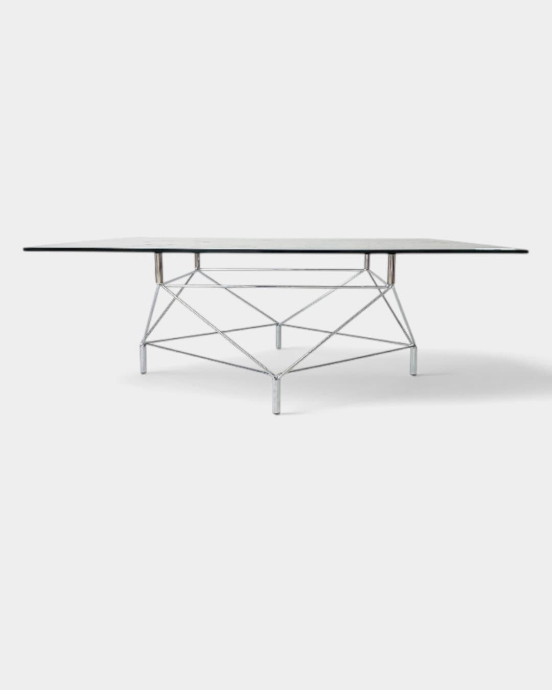 Coffee table Spider, clear glass, silver chrome steel, by A. Hansen, Denmark, 1990s. - 364426