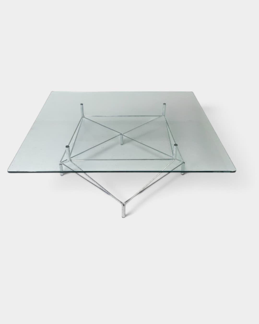 Coffee table Spider, clear glass, silver chrome steel, by A. Hansen, Denmark, 1990s. - 364424