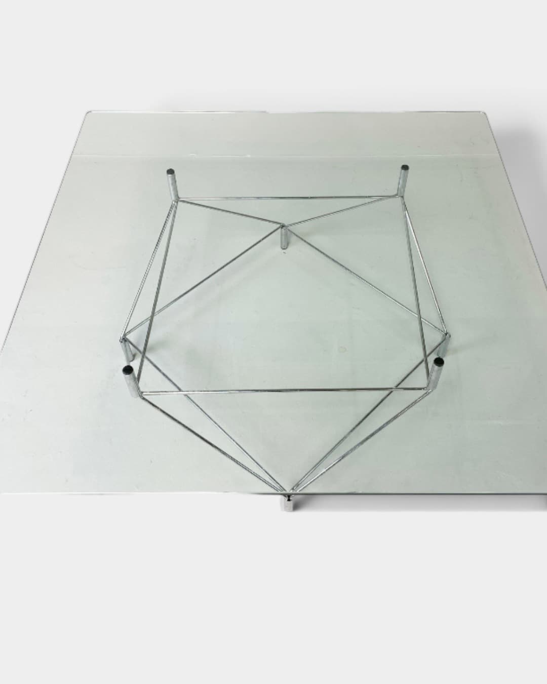 Coffee table Spider, clear glass, silver chrome steel, by A. Hansen, Denmark, 1990s. - 364423