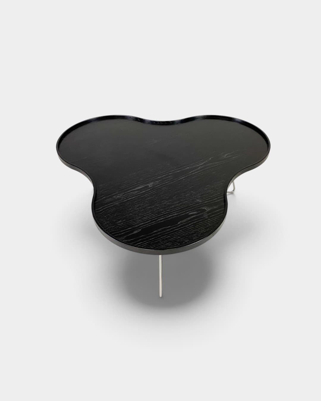 Coffee table Flower, black wood, silver stainless steel, by C. Schwarzer, Swedese, Sweden - 364430