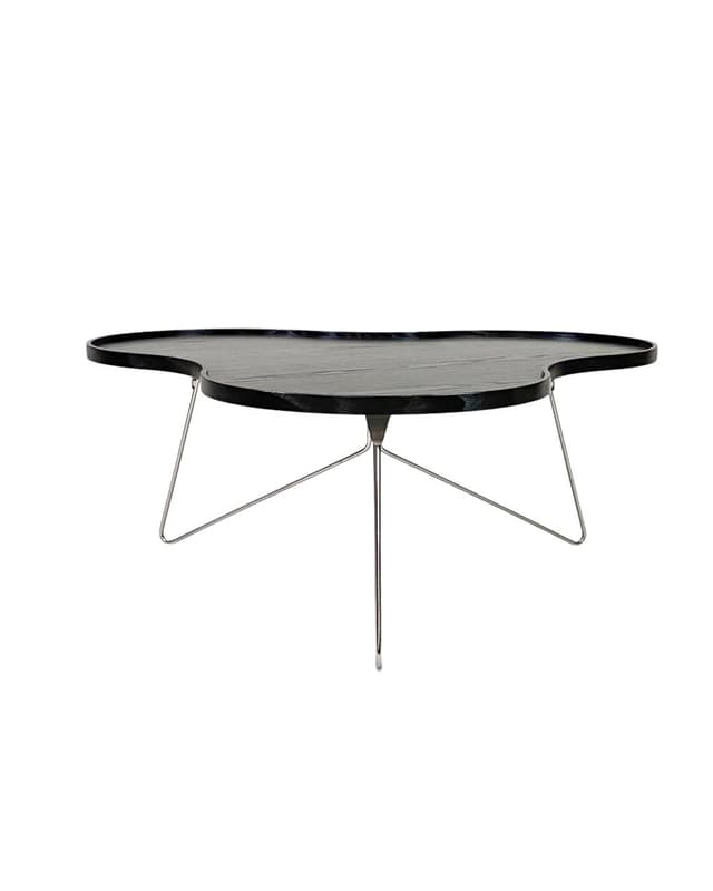 Coffee table Flower, black wood, silver stainless steel, by C. Schwarzer, Swedese, Sweden - DIMENSION