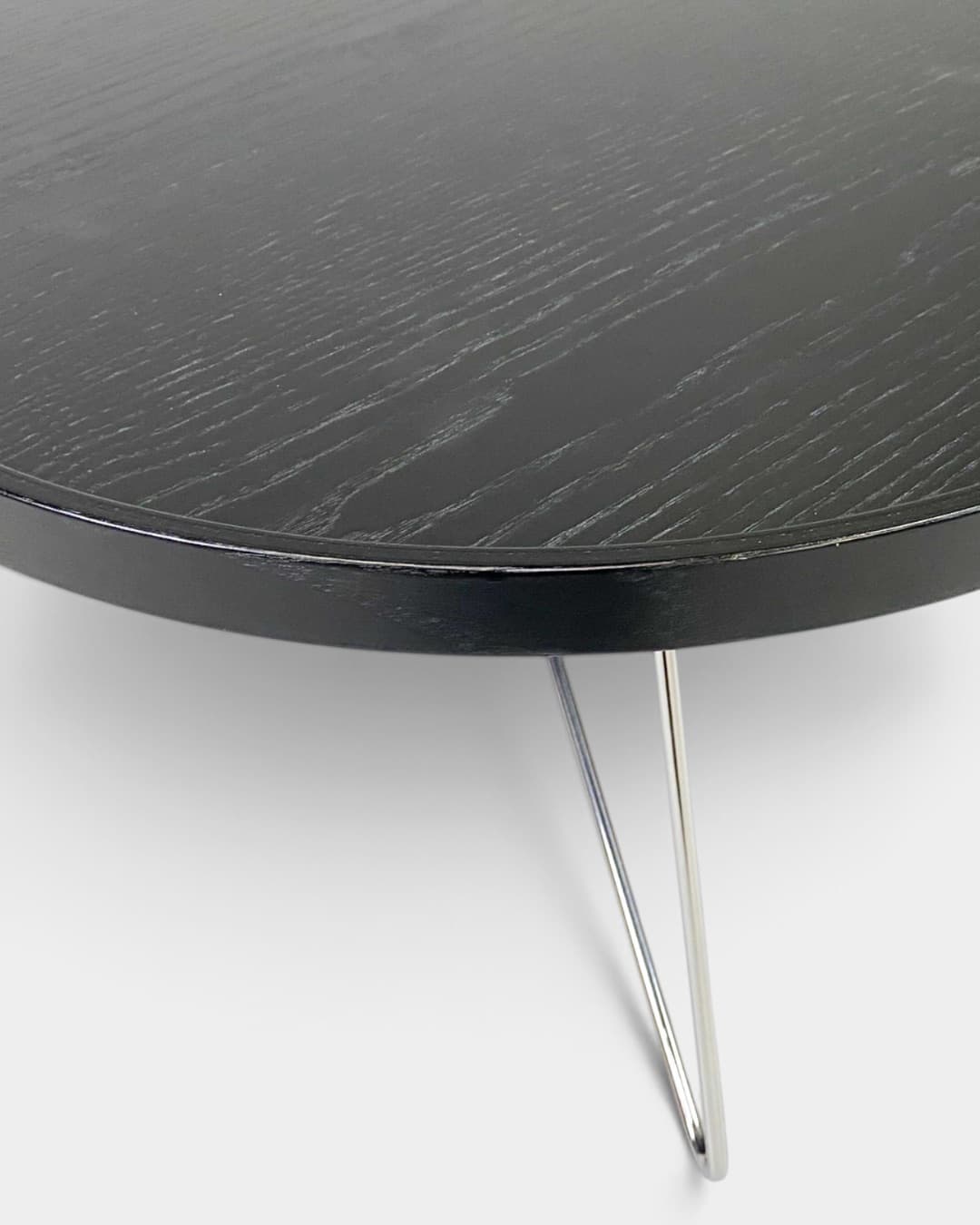 Coffee table Flower, black wood, silver stainless steel, by C. Schwarzer, Swedese, Sweden - 364428