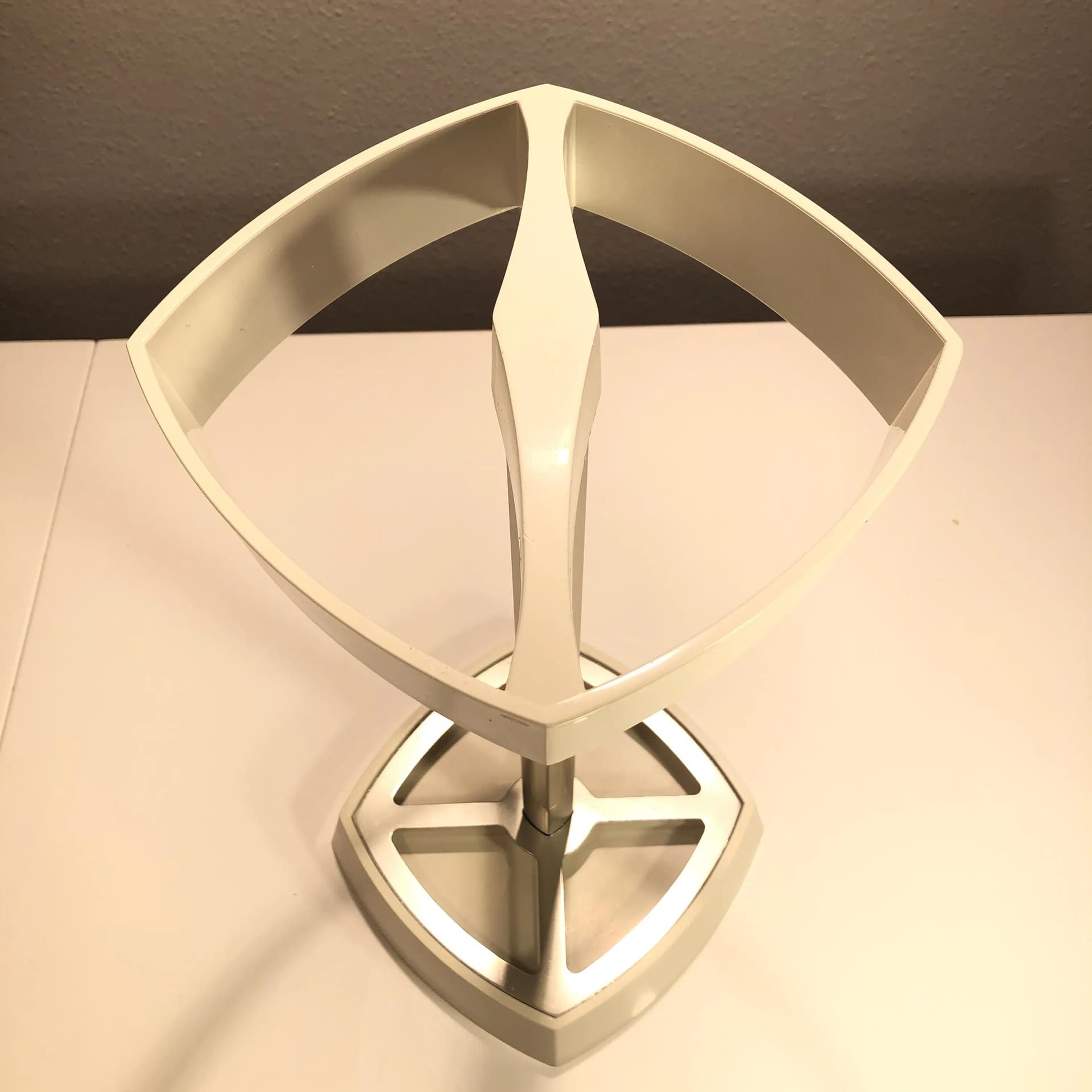 Modernist umbrella stand, white plastic, aluminum, Sweden, 1970s - 26609