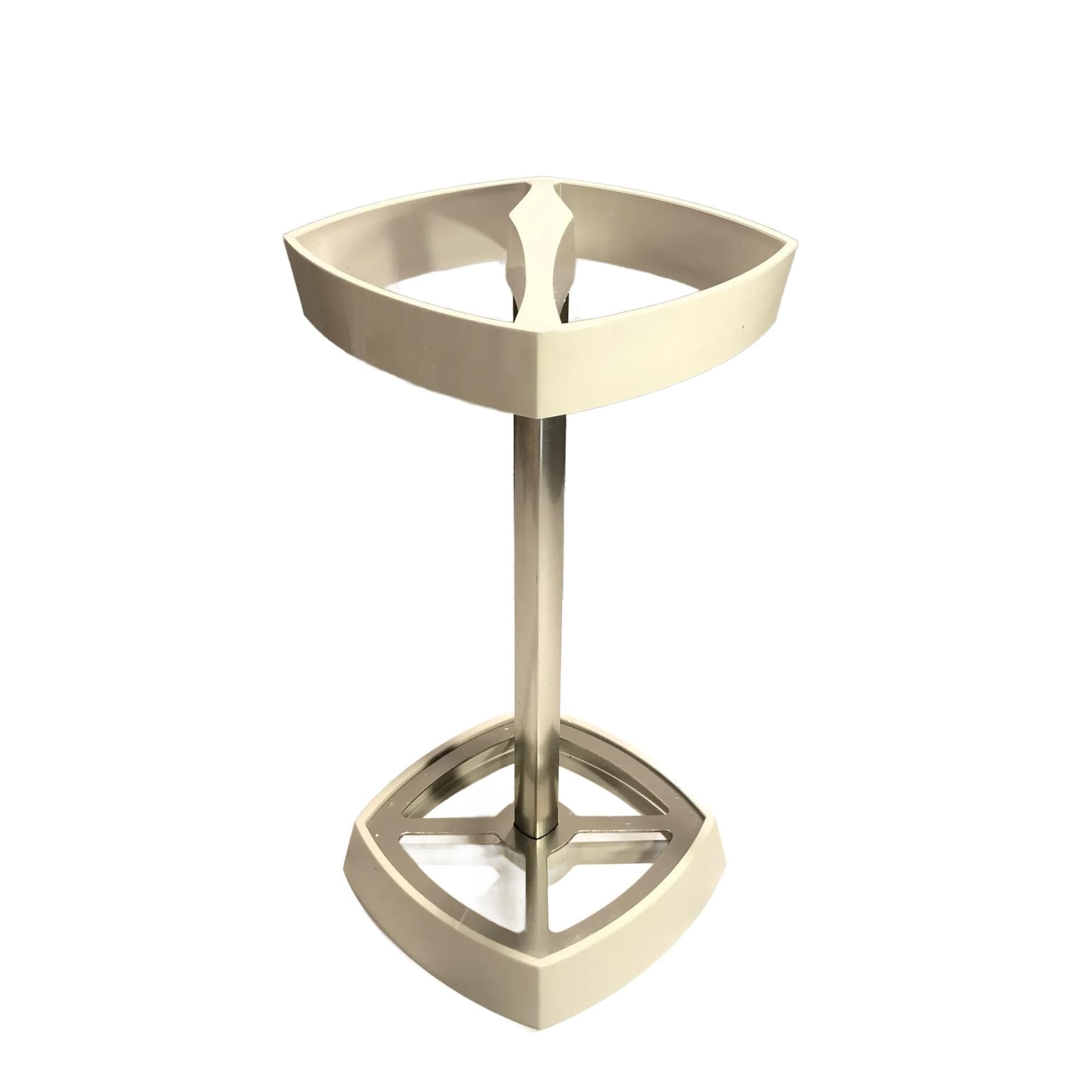 Modernist umbrella stand, white plastic, aluminum, Sweden, 1970s