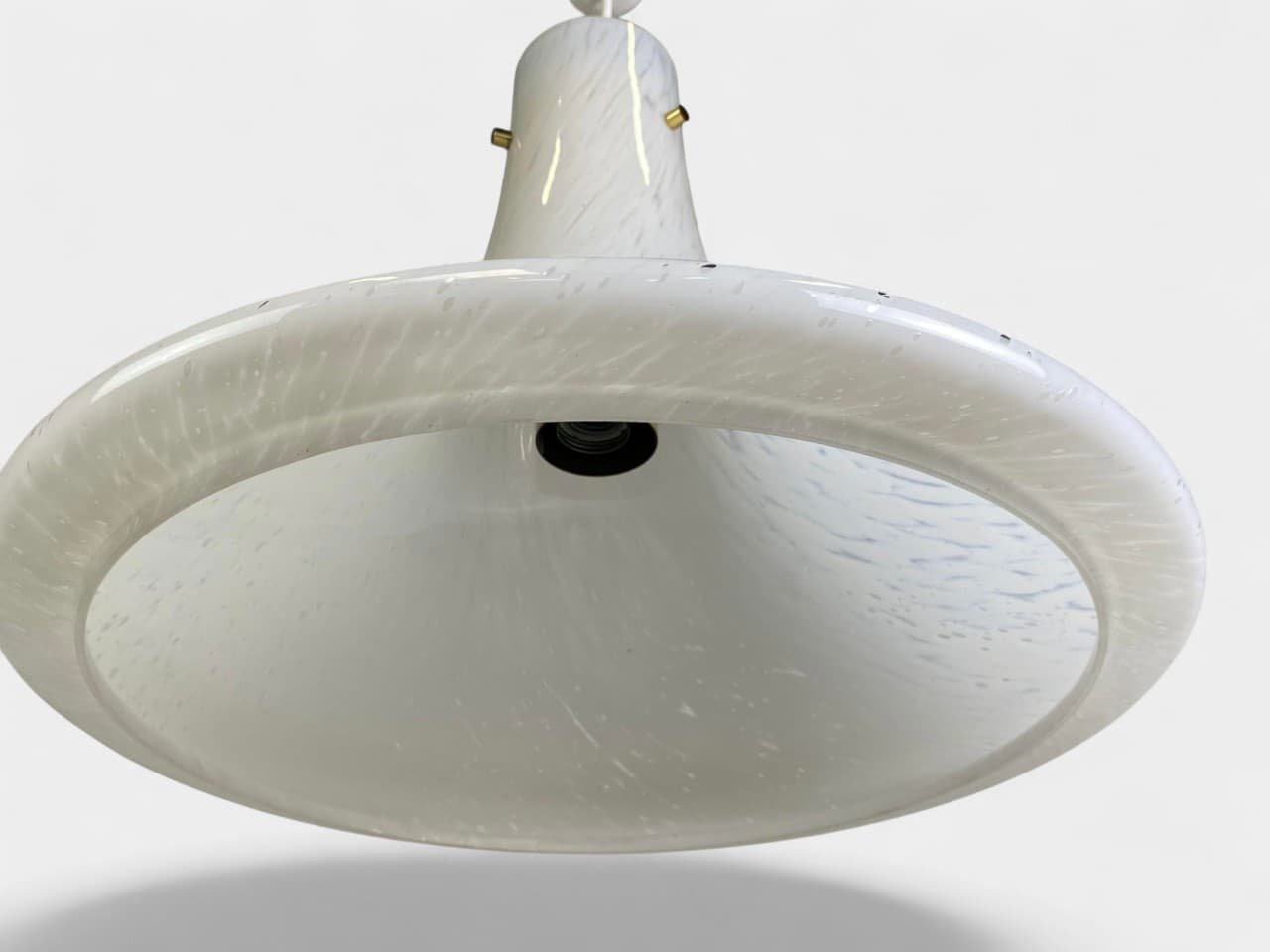 Pendant lamp Glashütte Limburg, white glass, gray metal, Germany, 1970s. - 364461