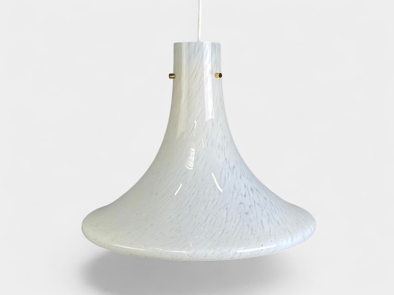 Pendant lamp Glashütte Limburg, white glass, gray metal, Germany, 1970s. - 364464
