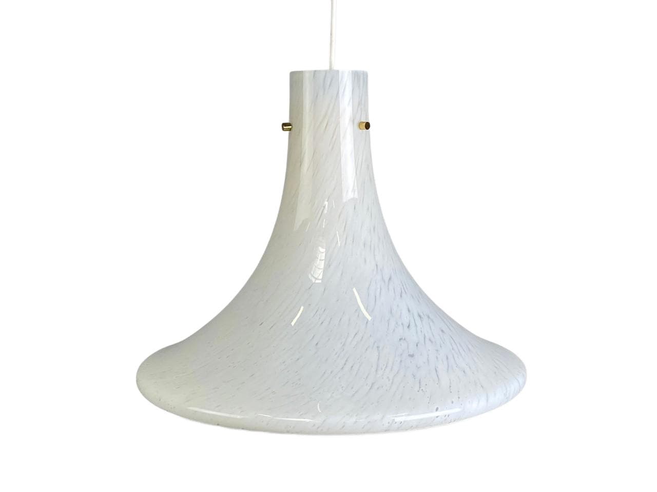 Pendant lamp Glashütte Limburg, white glass, gray metal, Germany, 1970s.