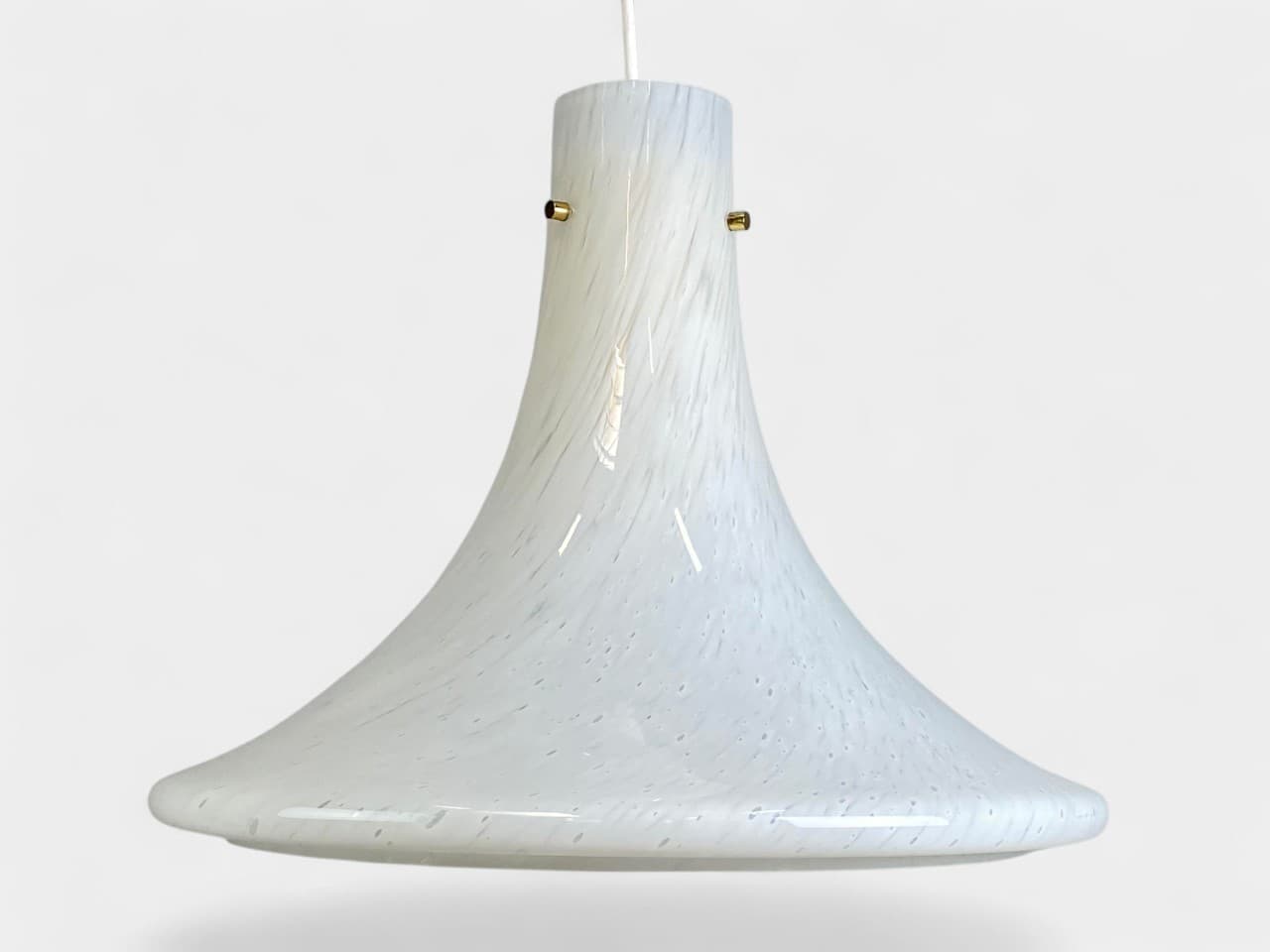 Pendant lamp Glashütte Limburg, white glass, gray metal, Germany, 1970s. - 364463