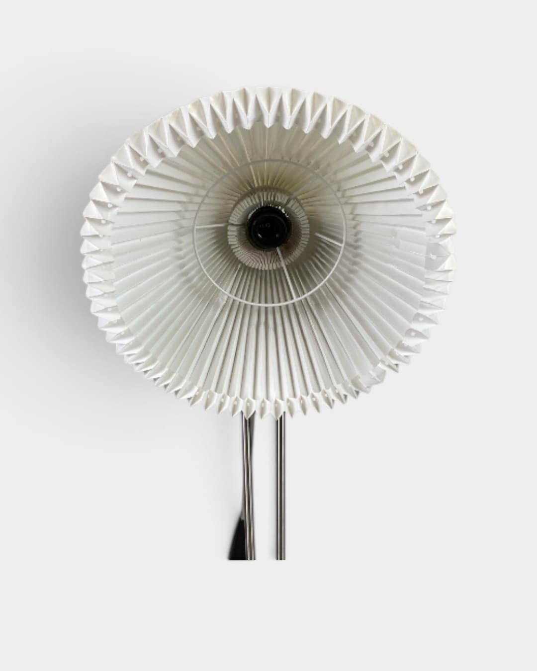 Floor lamp Model 323, silver chromed steel, white plastic, by C. Hvidt, Le Klint, Denmark, 1970s. - 364466