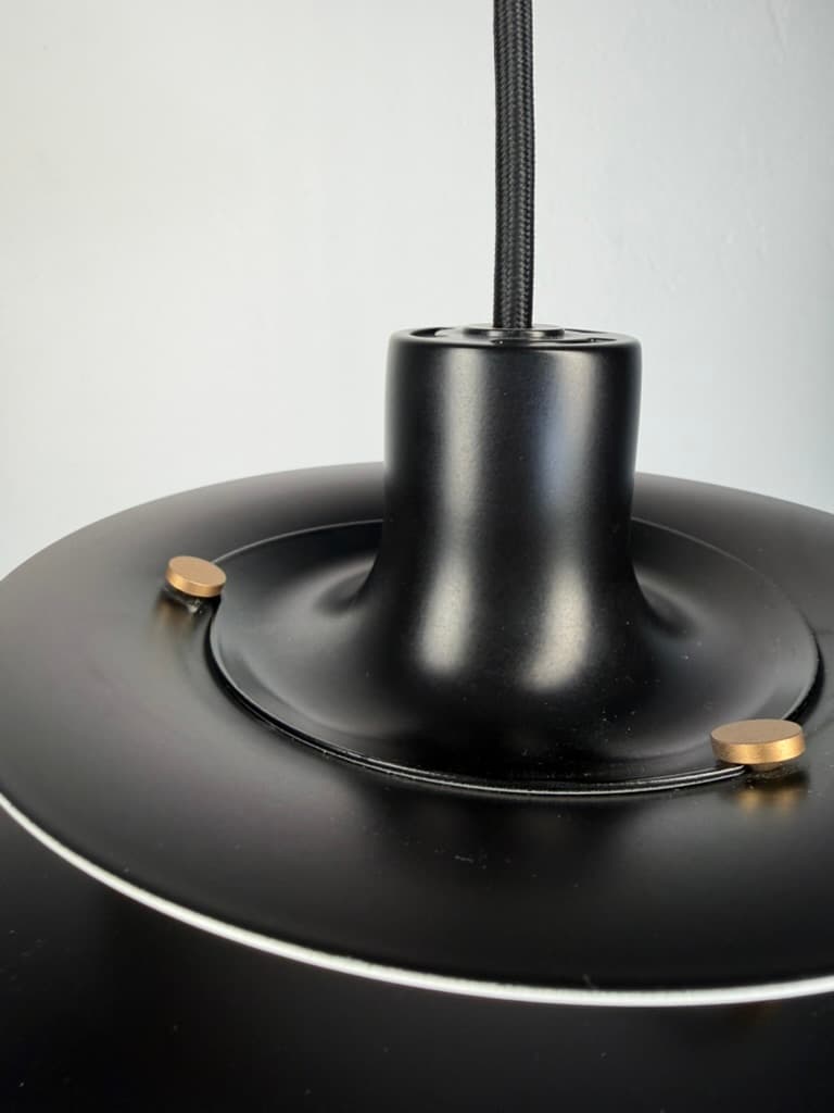 Pair of pendant lamps PH 5 Mini, black white gold red, metal, by P. Henningsen, Louis Poulsen, Denmark - 364474